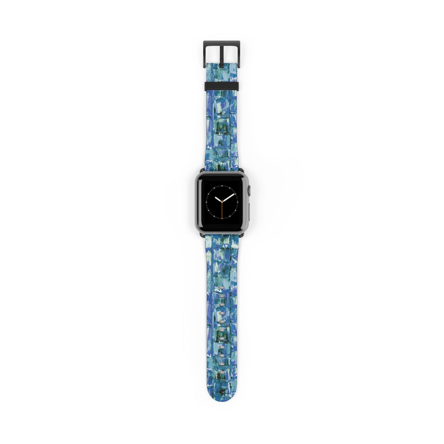 Abstract Series, Fun Blue & White toned pallet knife faux leather Watch Band by artist Marie Frederique