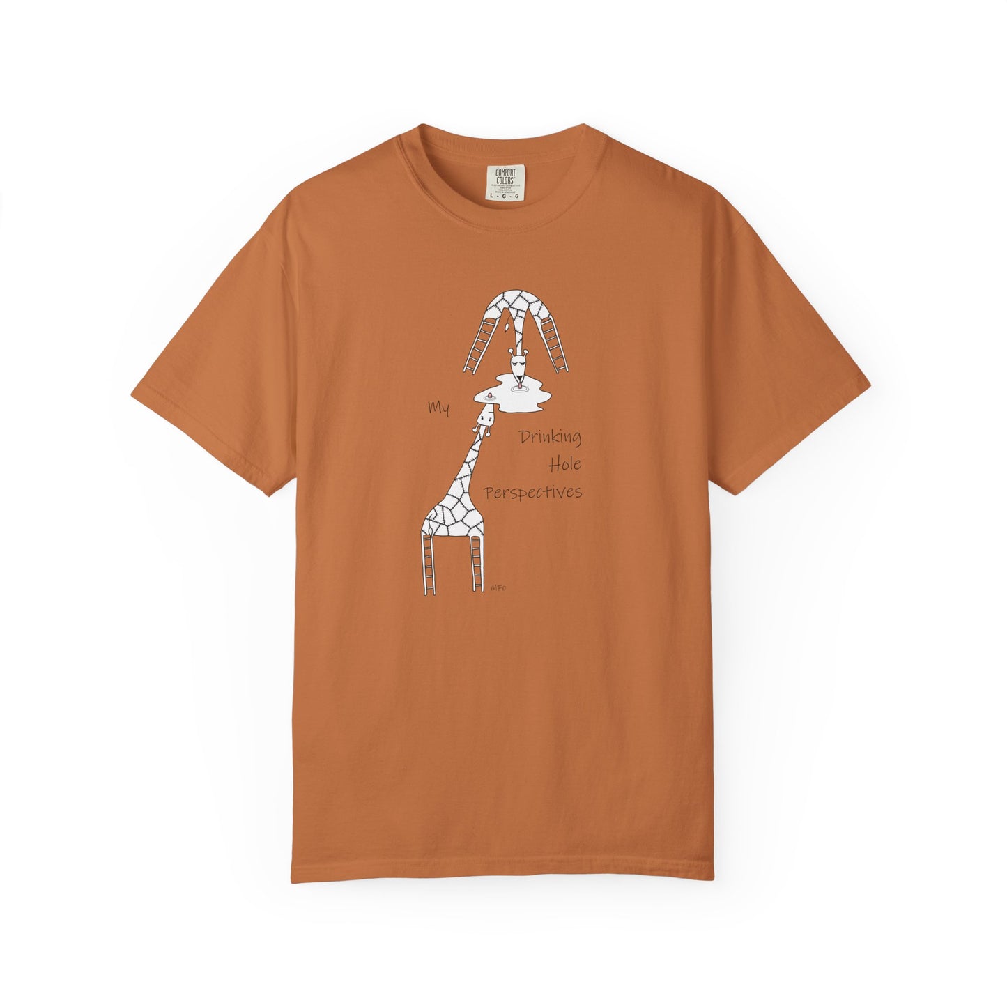 Giraffe T-shirt "My Drinking Hole Perspectives" - by artist Marie Frederique