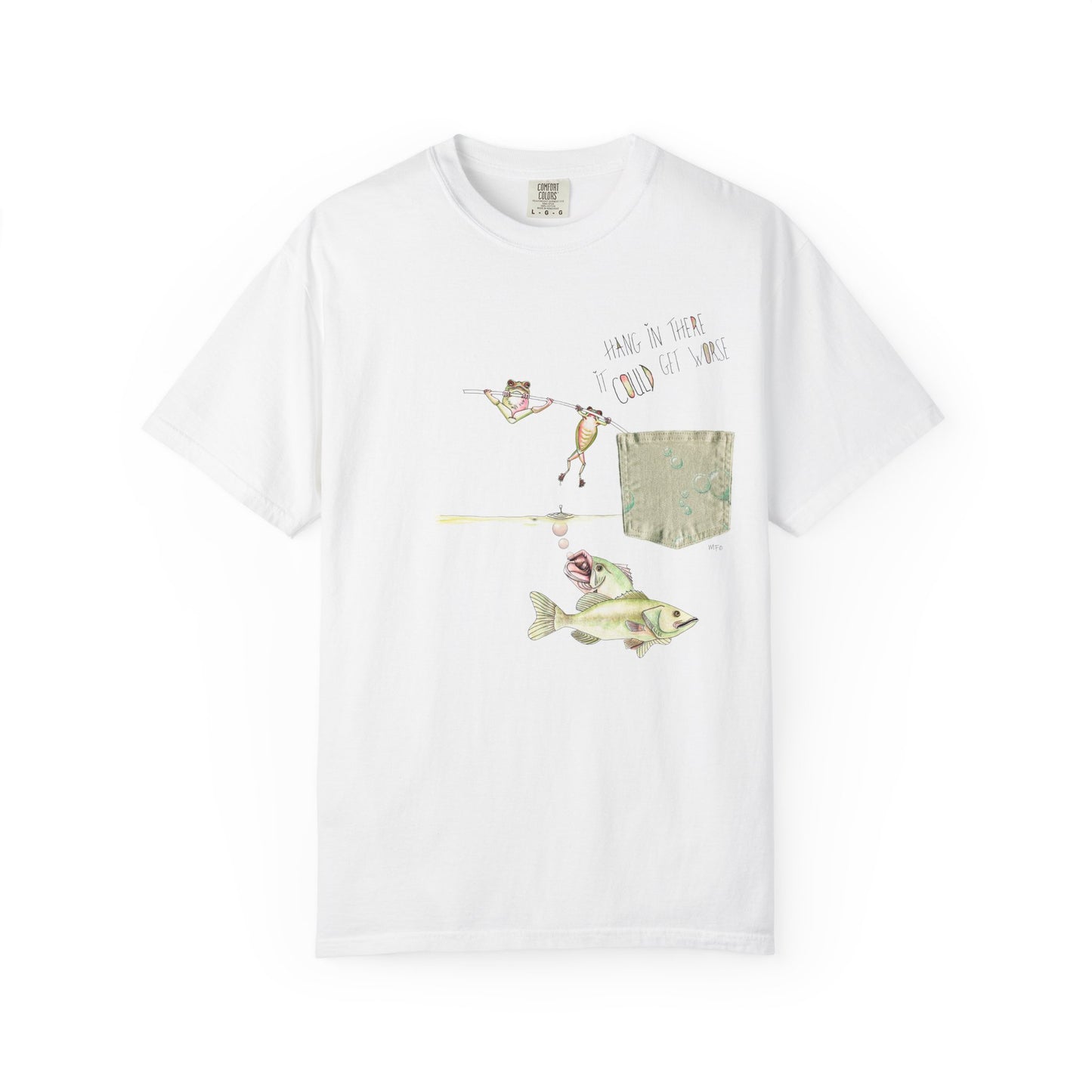 Fishing Graphic T-Shirt — Bass & Fisherman Illustration Tee by artist Marie Frederique