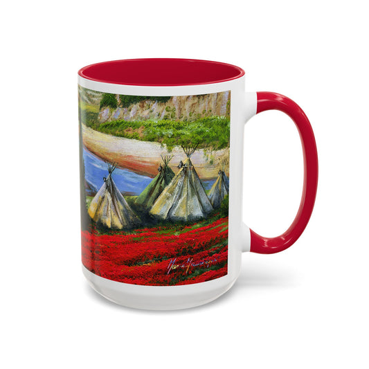 Indian Summer Vibes, teepees and poppies with a backdrop of beautiful canyon by Artist Marie Frederique