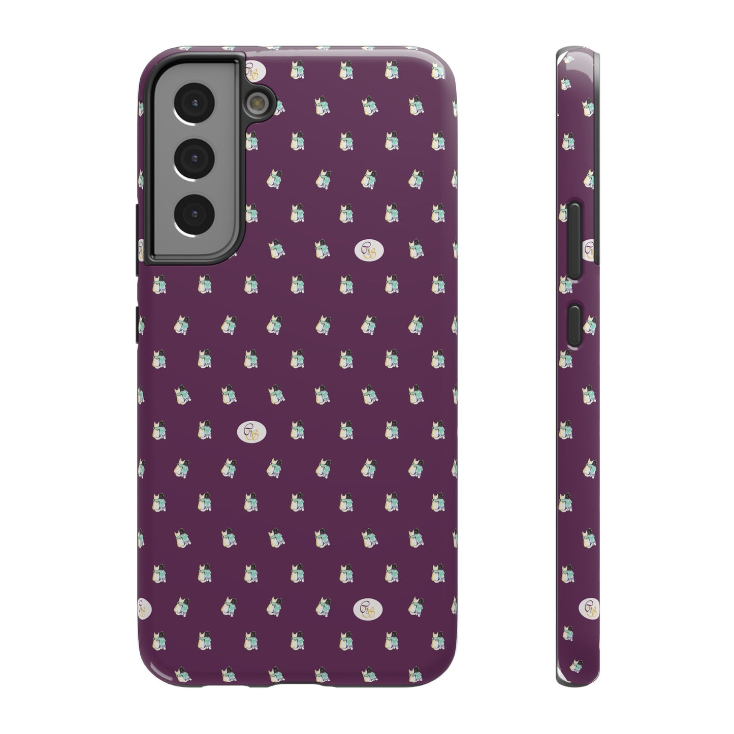 CTS Purple - repeat pattern boy and dog, Impact-Resistant Phone Cases by artist Marie Frederique