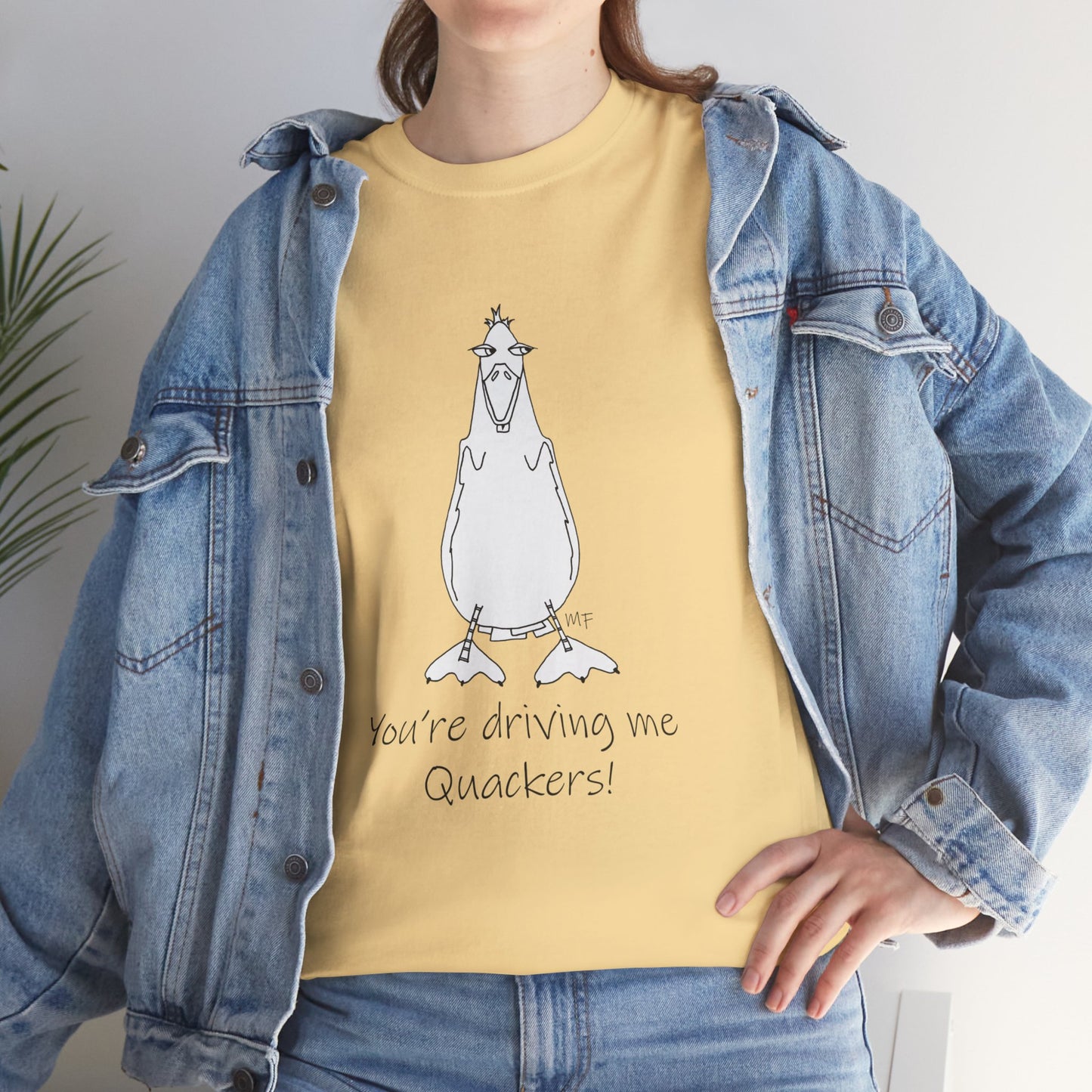 Duck lovers - You're Driving me Quackers! whimsical duck - Unisex Heavy Cotton Tee by artist Marie Frederique (S - 5XL)