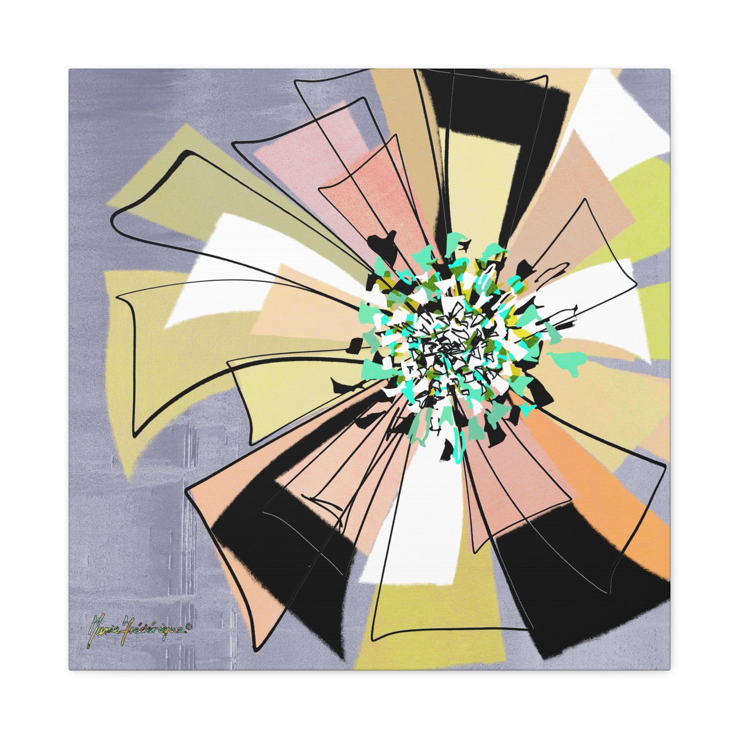 Abstract Floral Pinwheel Canvas Art Print by artist Marie Frederique