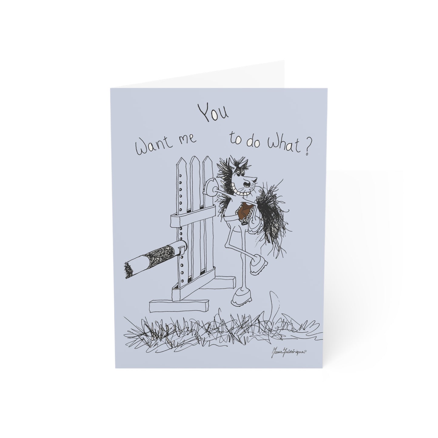 CTS - You want me to do what? from a horse's point of view - Equestrian Greeting Card by Artist Marie Frederique (1, 10, 30, and 50pcs)