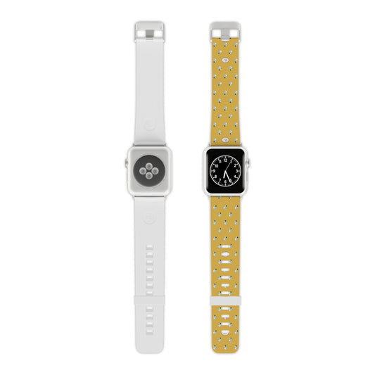 Apple yellow CTS signature design repeat pattern Watch Band for Apple Watch (Loop band is white) by artist Marie Frederique in silver or black