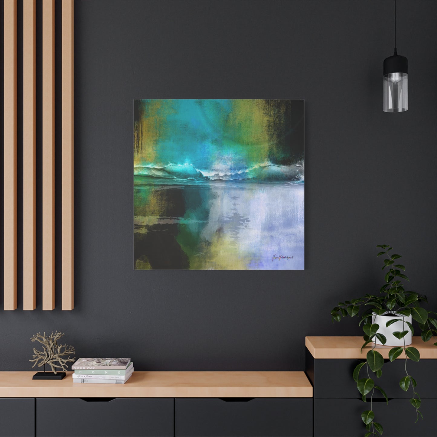 Full Moon Beach, Stretched Canvas Print by artist Marie Frederique