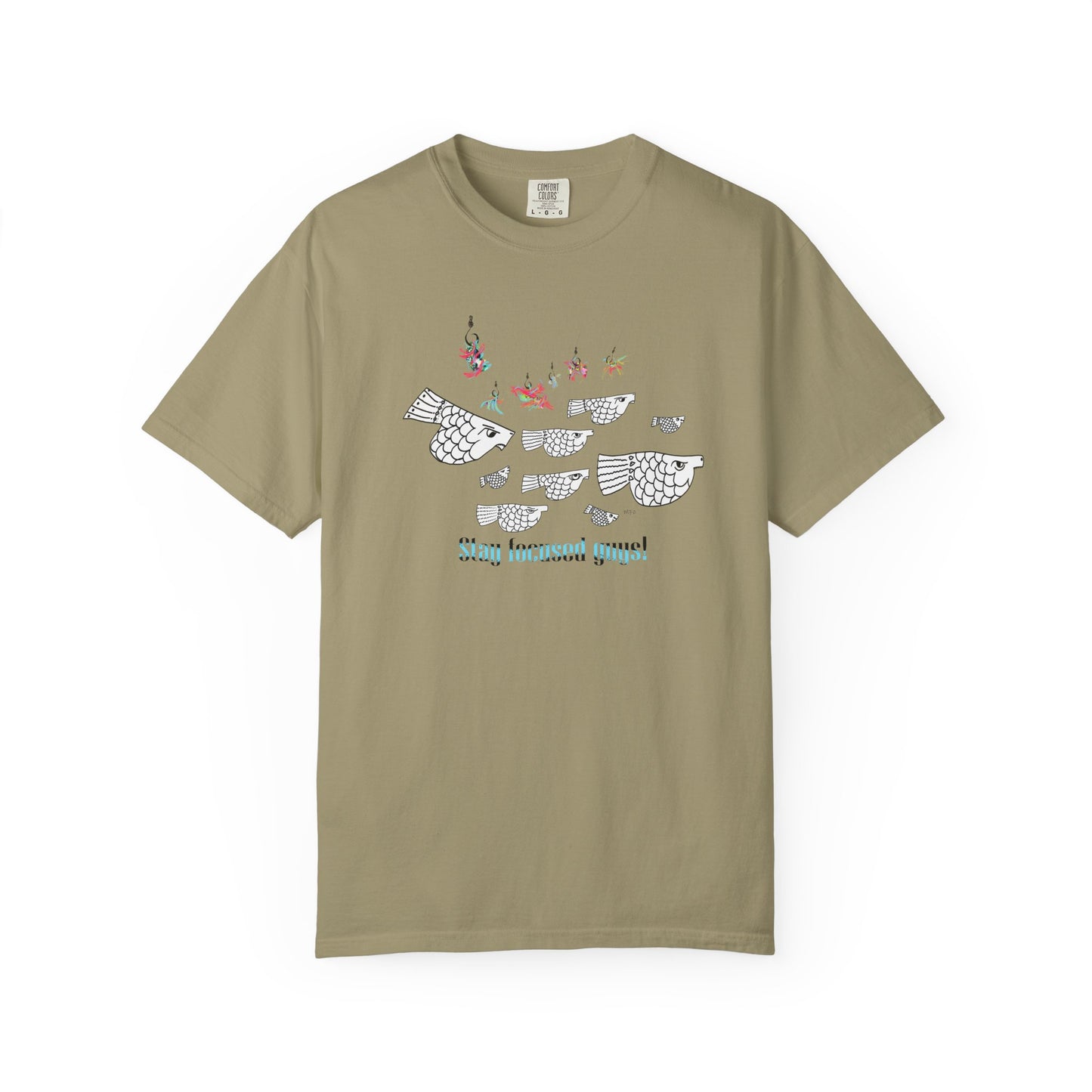 Stay Focused, Fishing Inspirational Graphic Tee by artist Marie Frederique