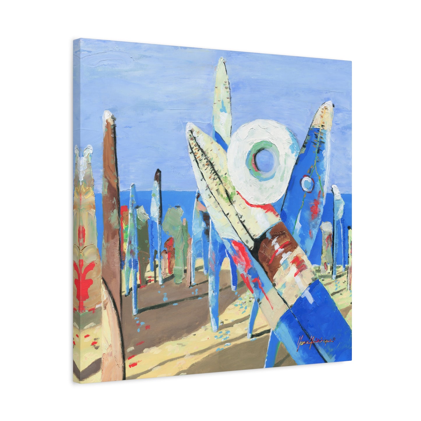 Beach Party 1, Abstract Canvas Wall Art, by artist Marie Frederique