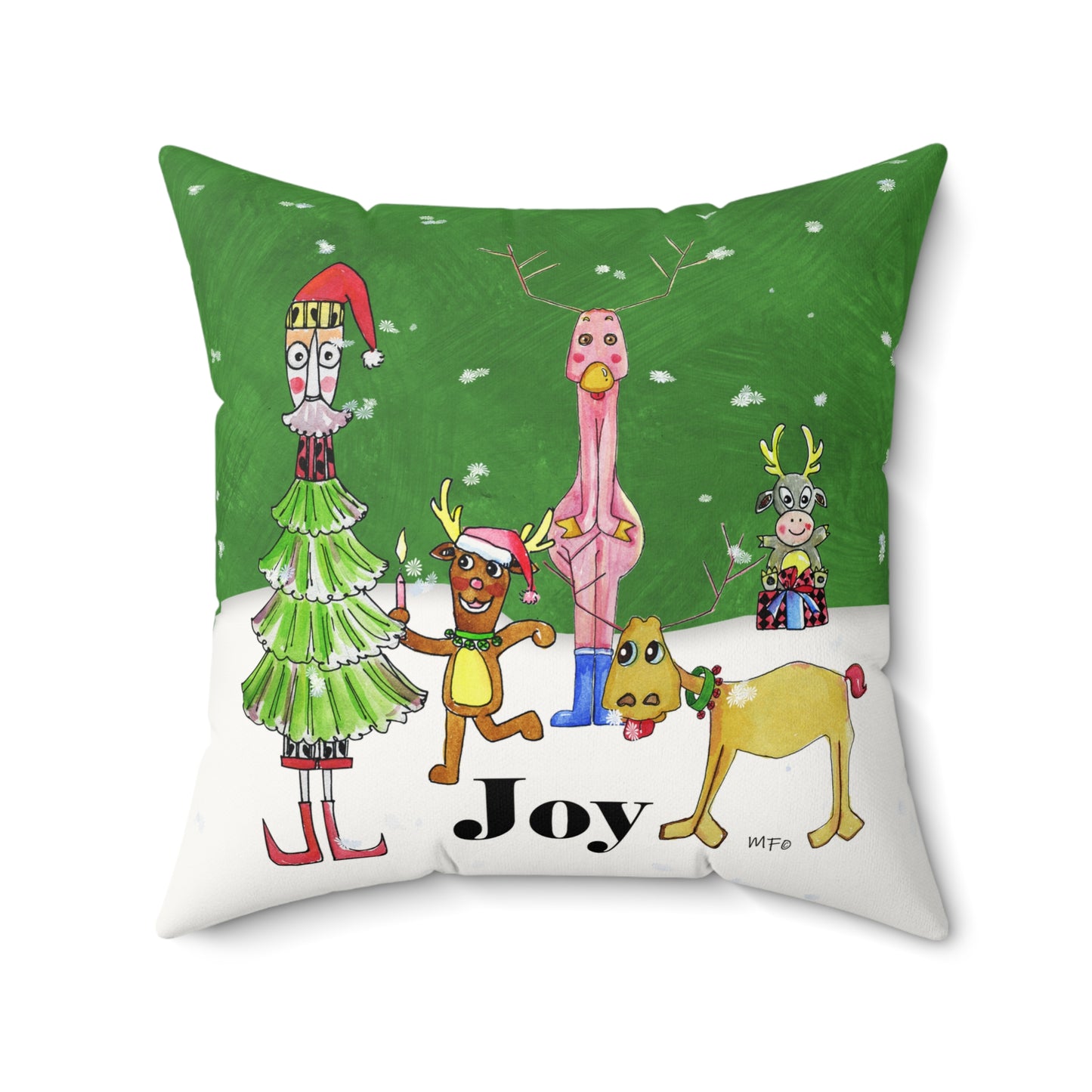 Christmas Pillow - JOY by artist Marie Frederique