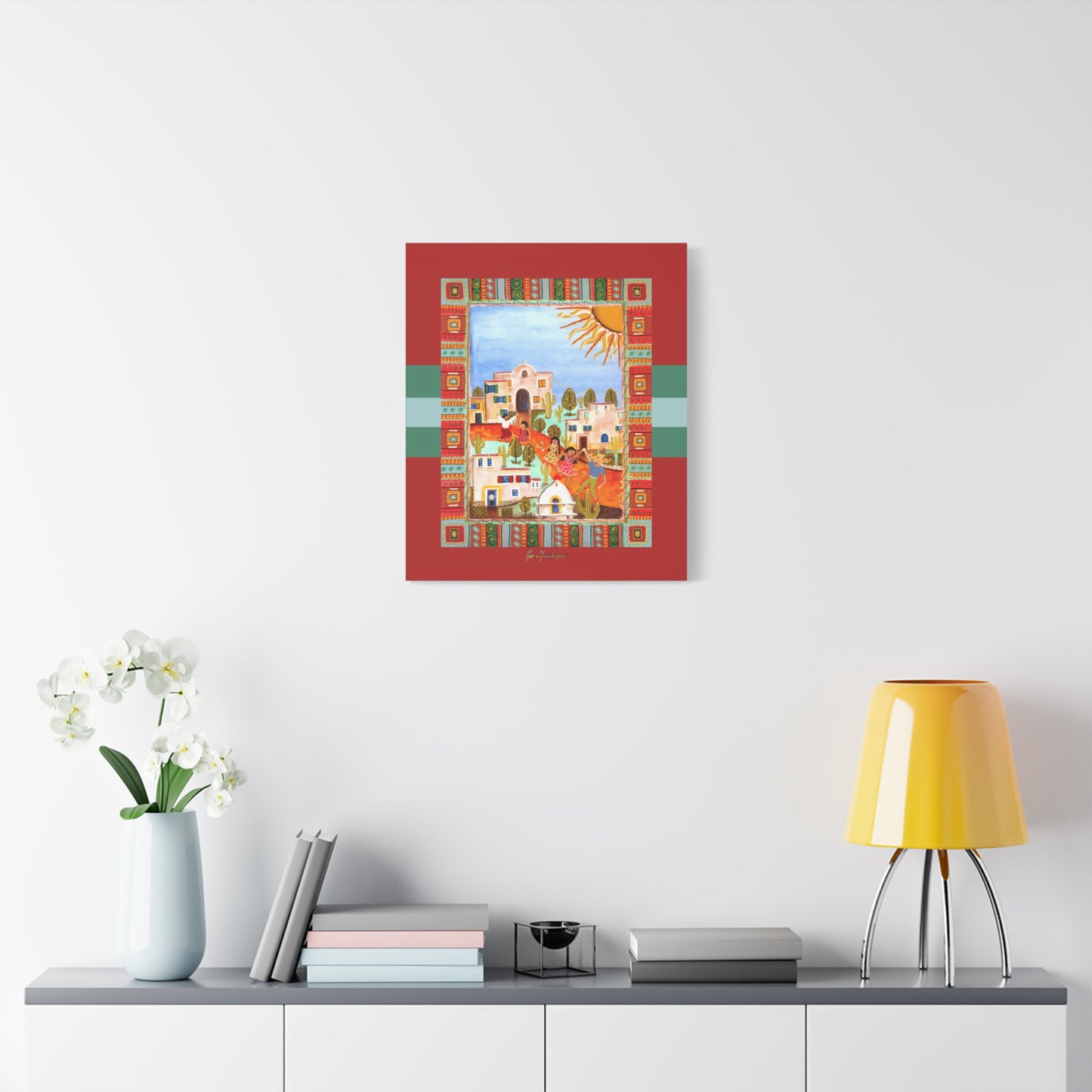 Fiesta Village Sun, Matte Canvas print by artist Marie Frederique