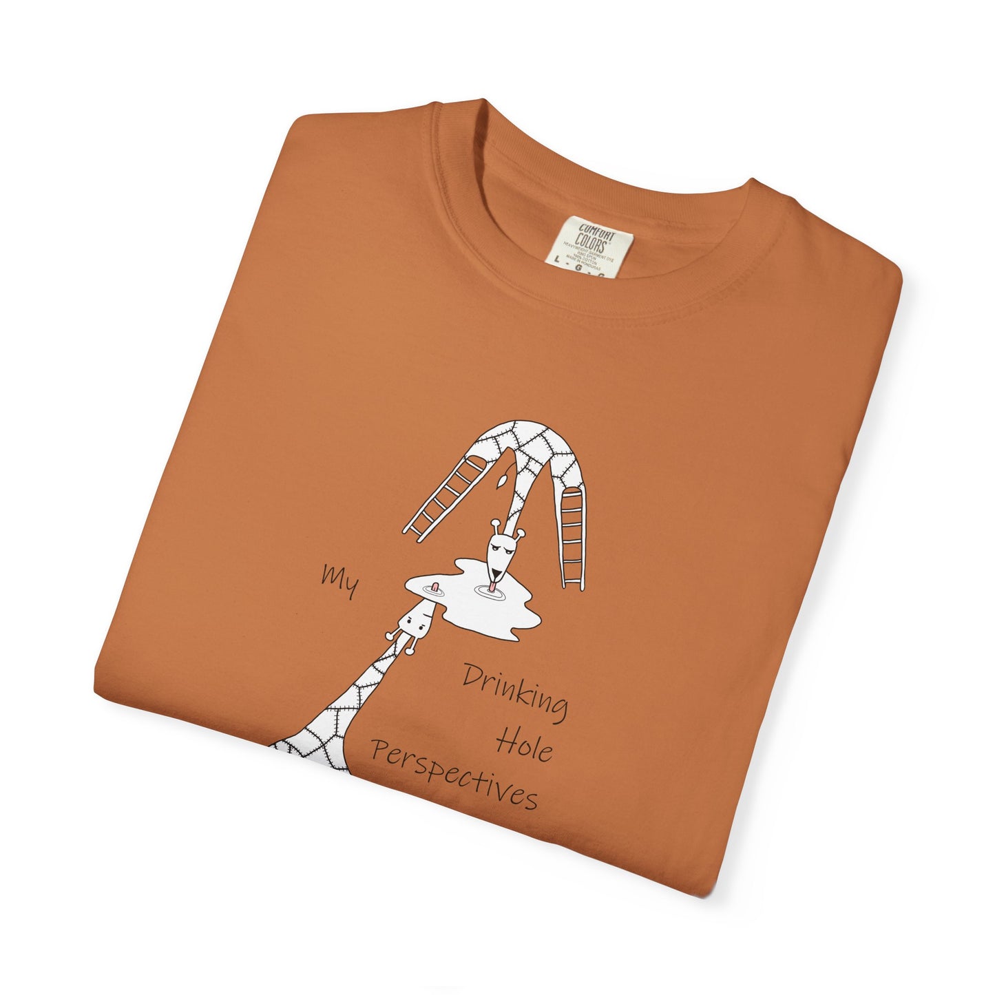 Giraffe T-shirt "My Drinking Hole Perspectives" - by artist Marie Frederique