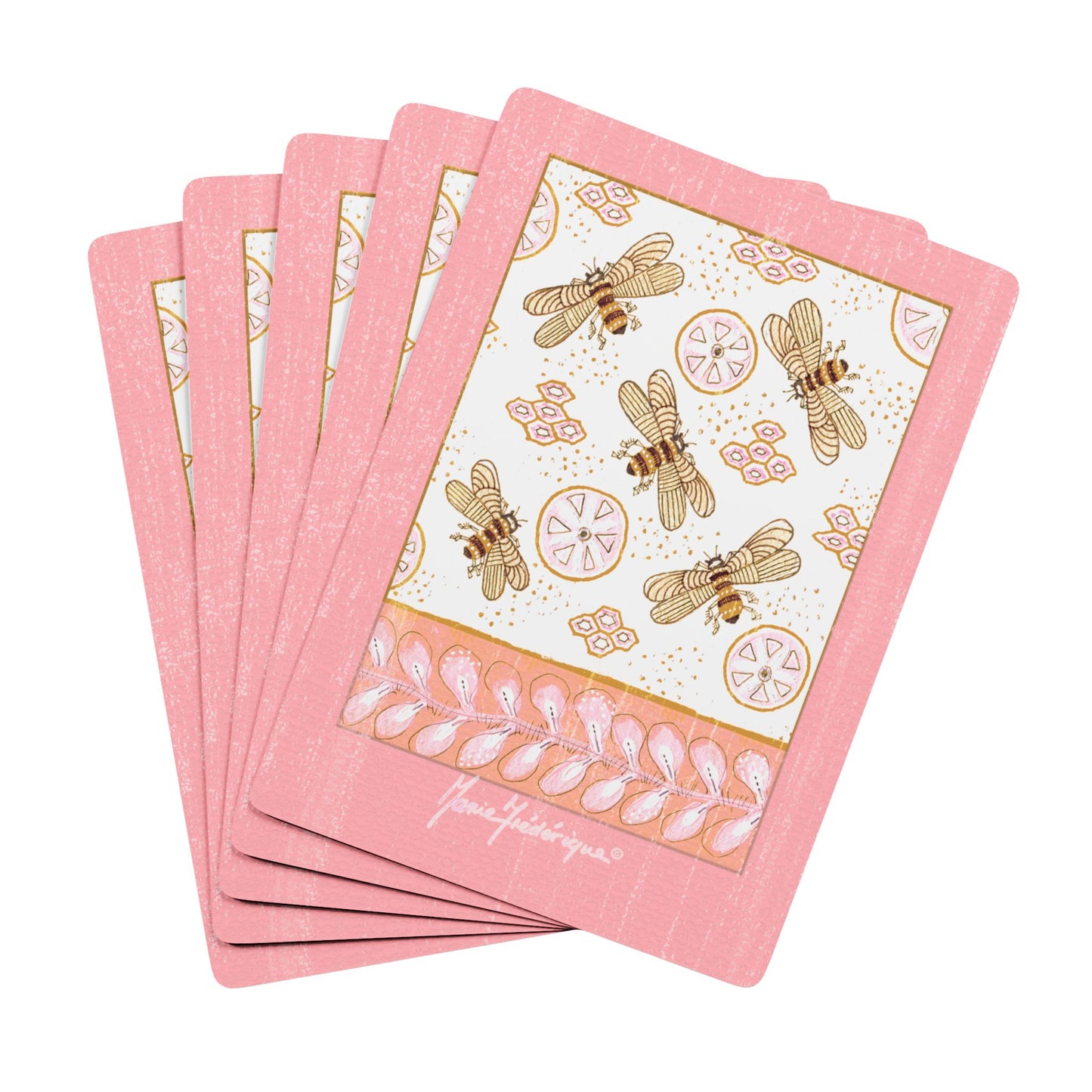 Honey Bee Antiqued Elegant Bridge/Poker Playing Cards Set - Unique Designs for Game Nights by artist Marie Frederique