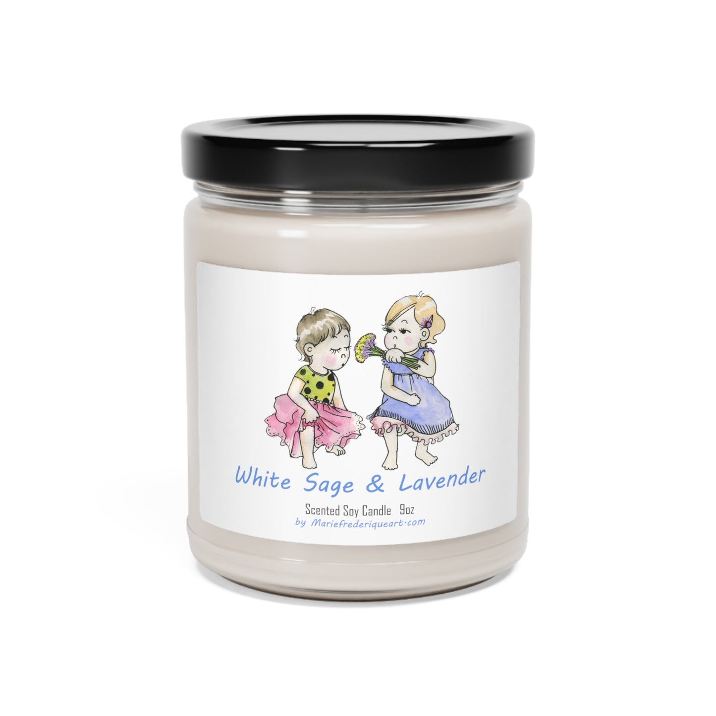 Candle Linen Collection, "White Sage & Lavender", Scented Soy Candle, 9oz by artist Marie Frederique