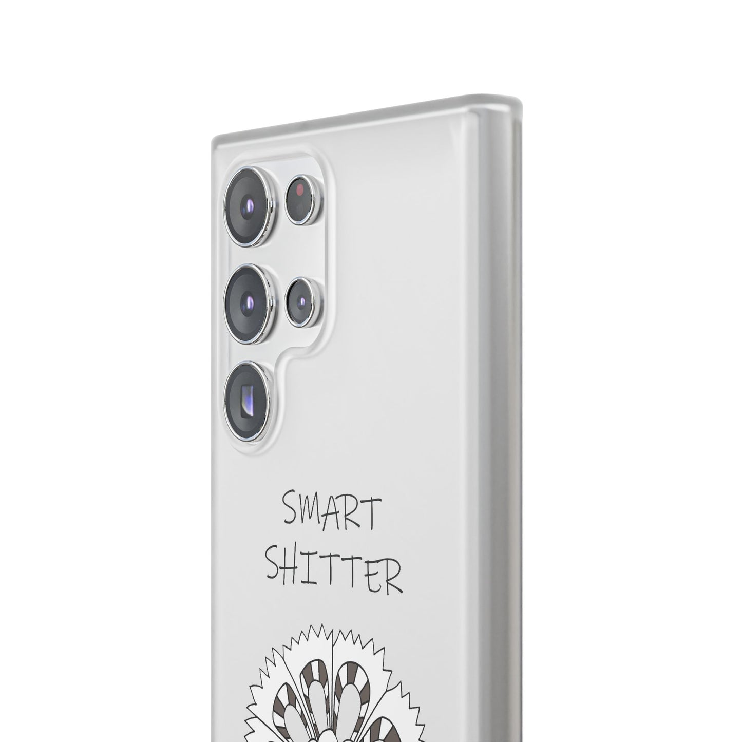 SMART SHITTER, with a Mandala Flower in black and white, Adult Humor phone case - Flexi Cases by artist Marie Frederique