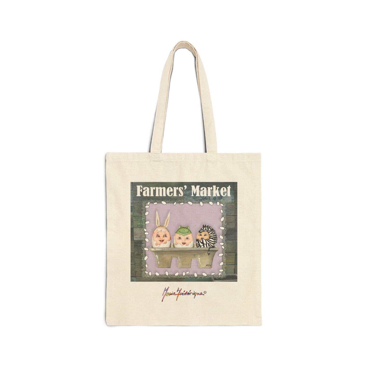 Farmers' Market Cotton Canvas Tote Bag - Eco-Friendly Shopping Bag for Produce and Groceries by artist Marie Frederique