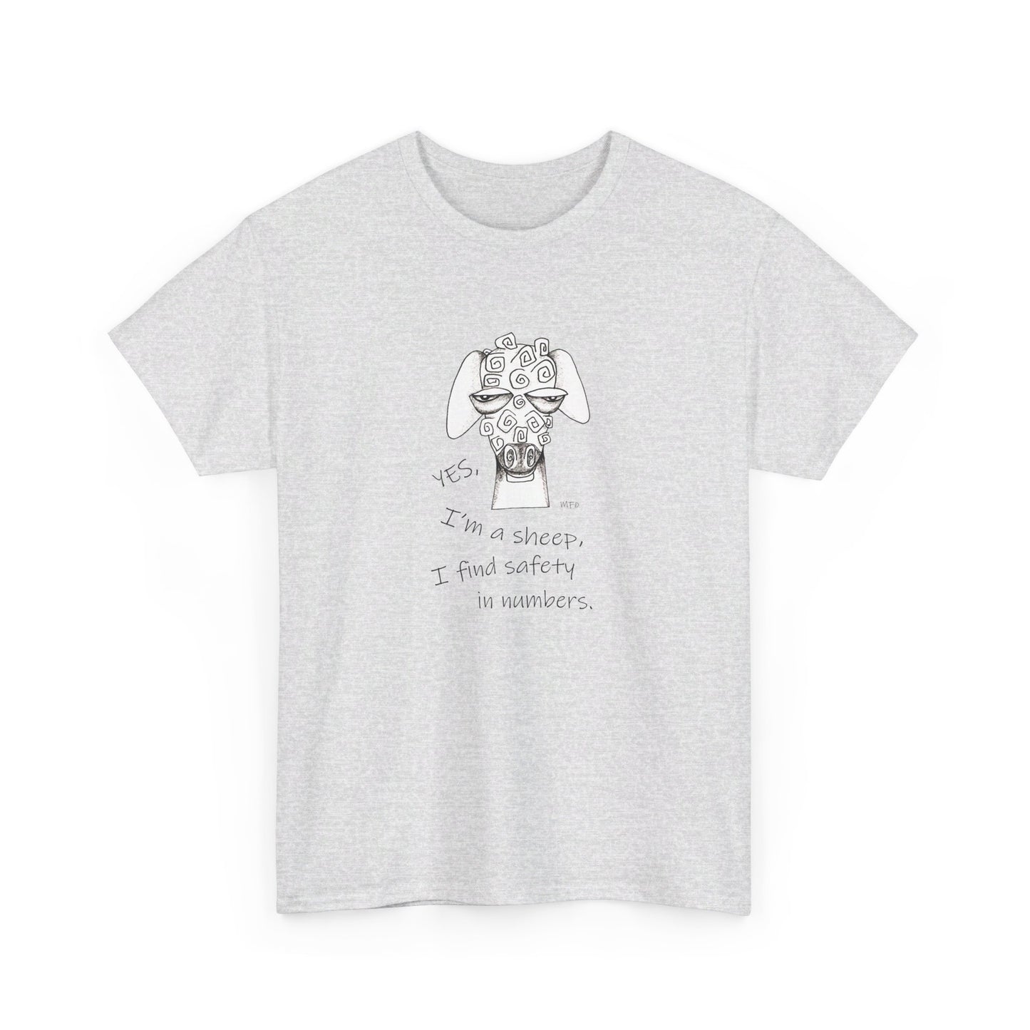 Sheep Lovers - Safety in Numbers. Unisex Heavy Cotton Tee by artist Marie Frederique