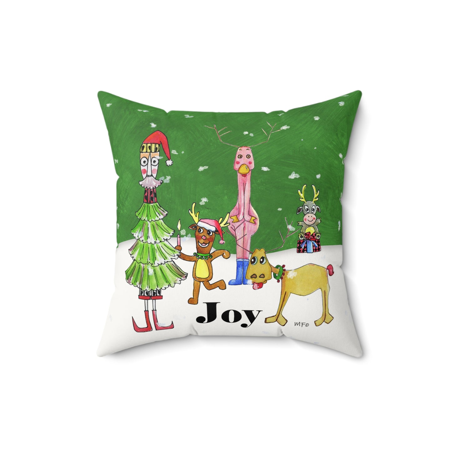 Christmas Pillow - JOY by artist Marie Frederique