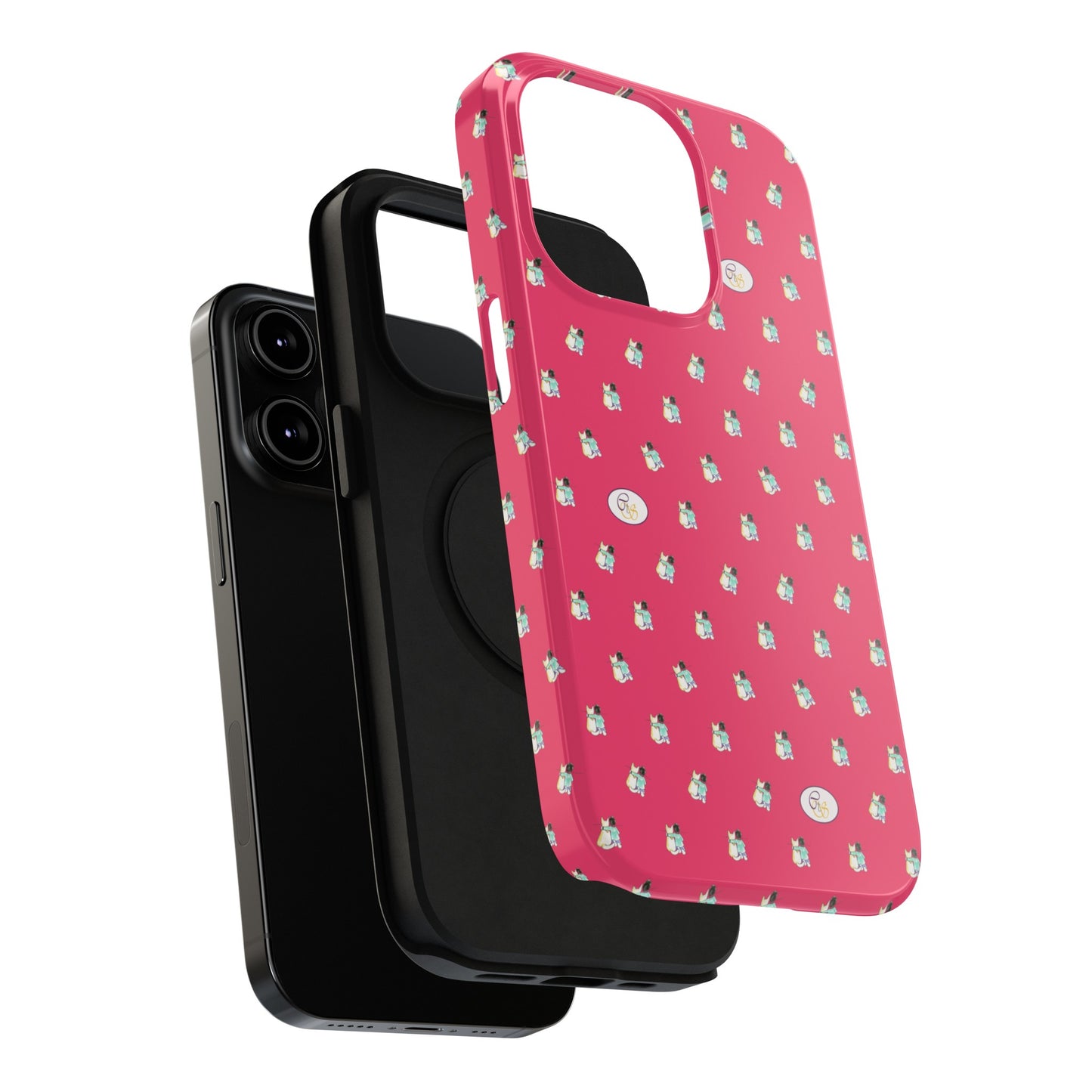 CTS Pink - repeat pattern boy and dog, Impact-Resistant Phone Cases by artist Marie Frederique