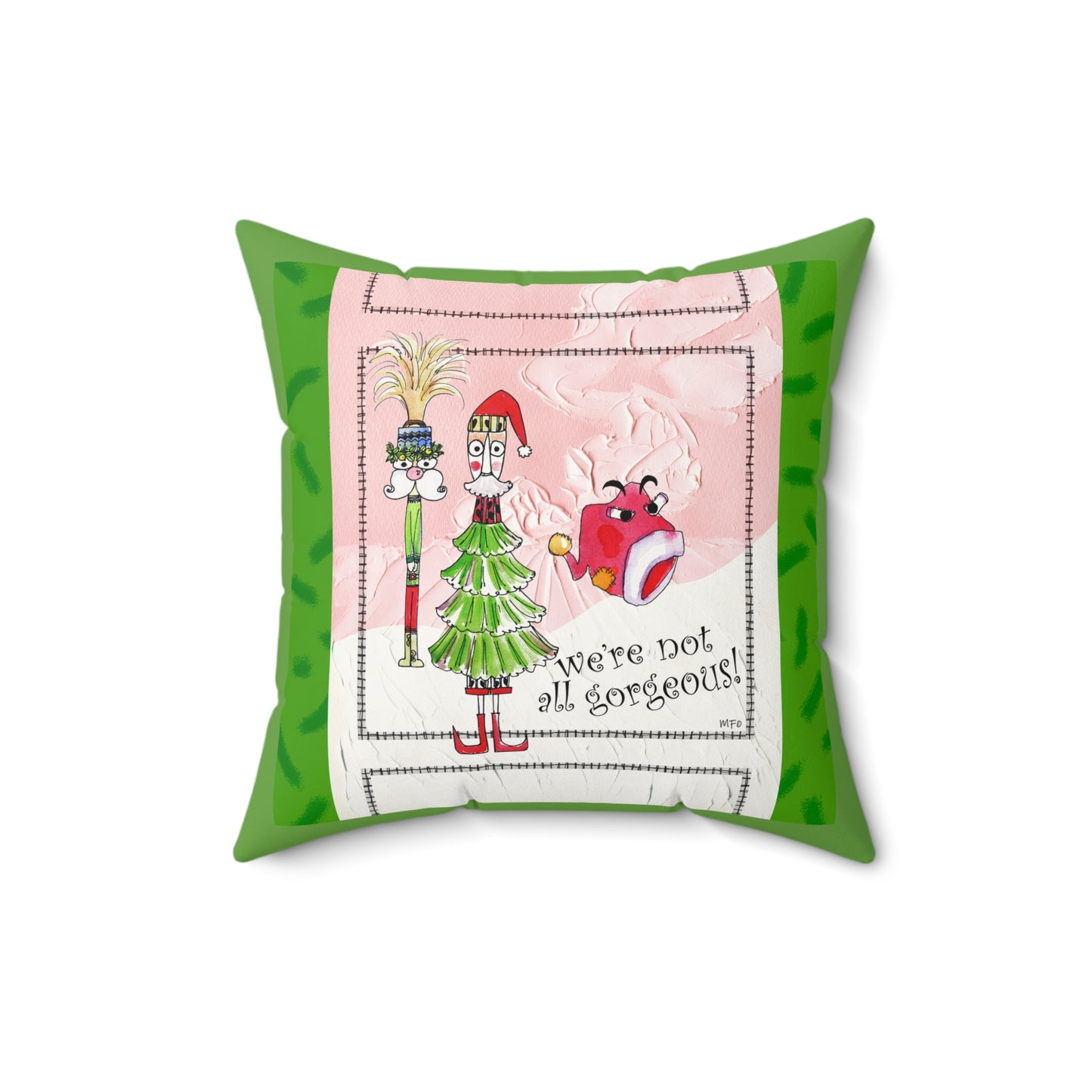 Festive Faux Suede Pillow Cover, Holiday Decor, Christmas Throw Pillow, Humorous Cushion, Quirky Home Decor