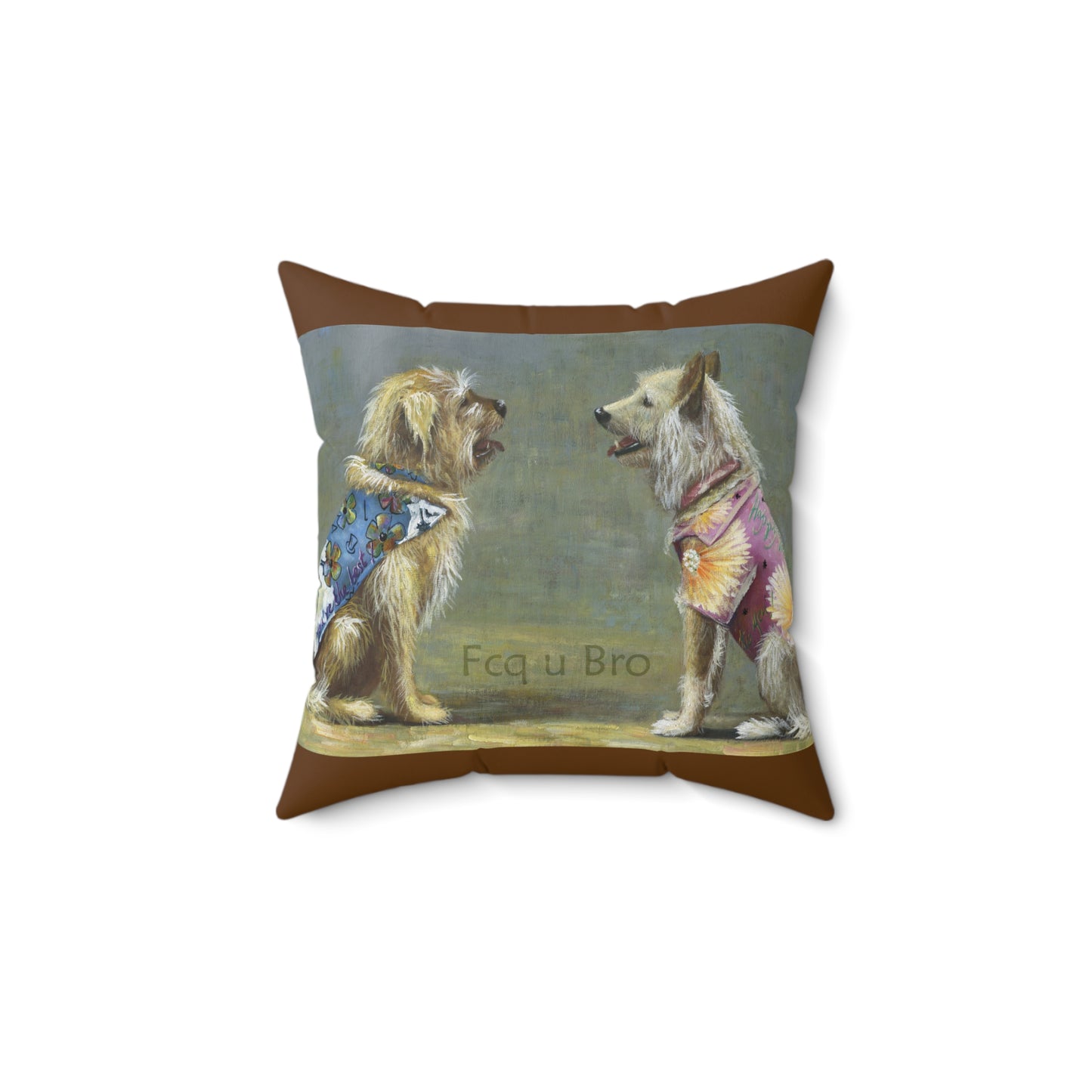 Dog lovers, confrontation (Adult Humor) - Square Pillow by artist Marie Frederique