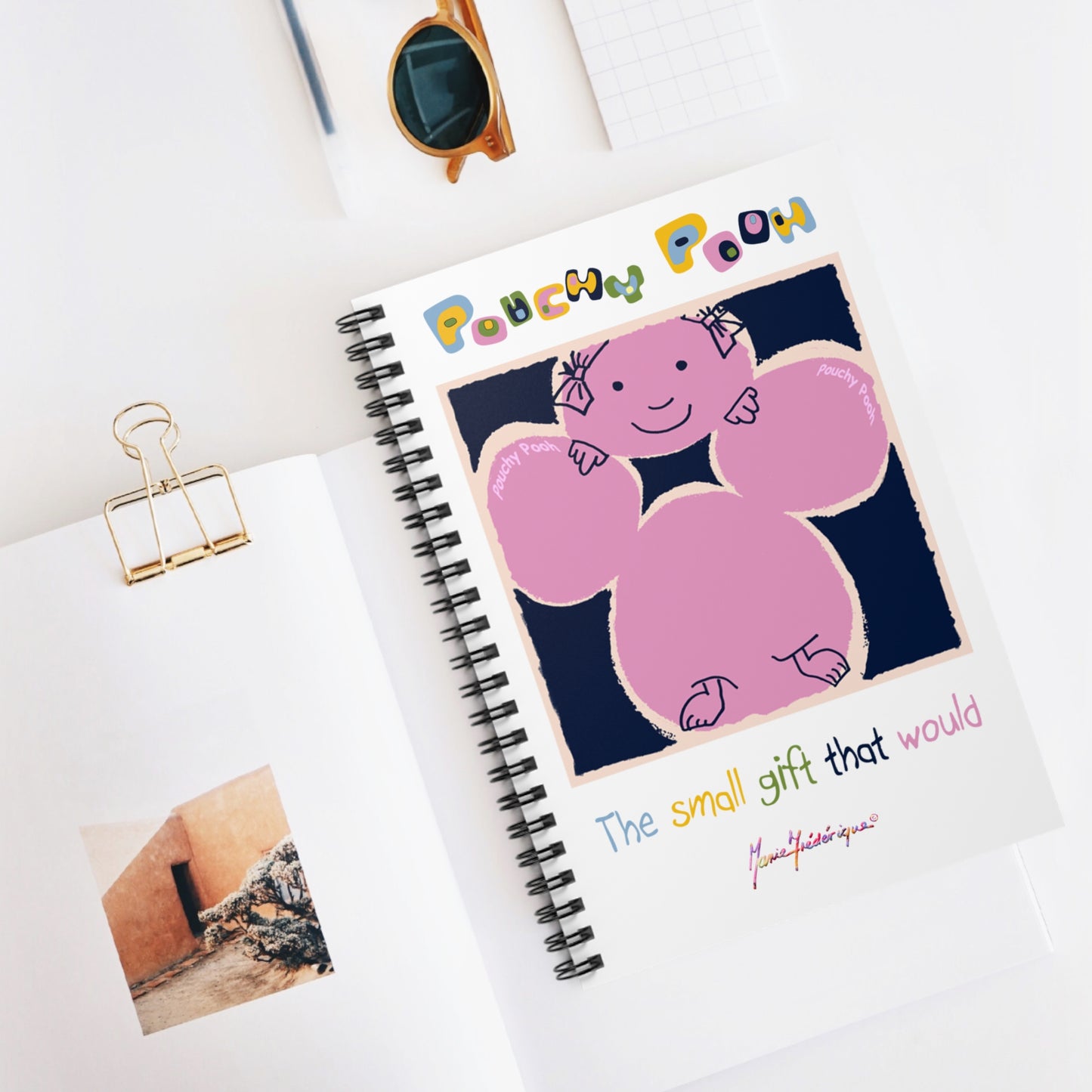 Pouchy Pooh (Pronounced Puchi Poo) - Spiral Notebook - Ruled Line by Artist Marie Frederique