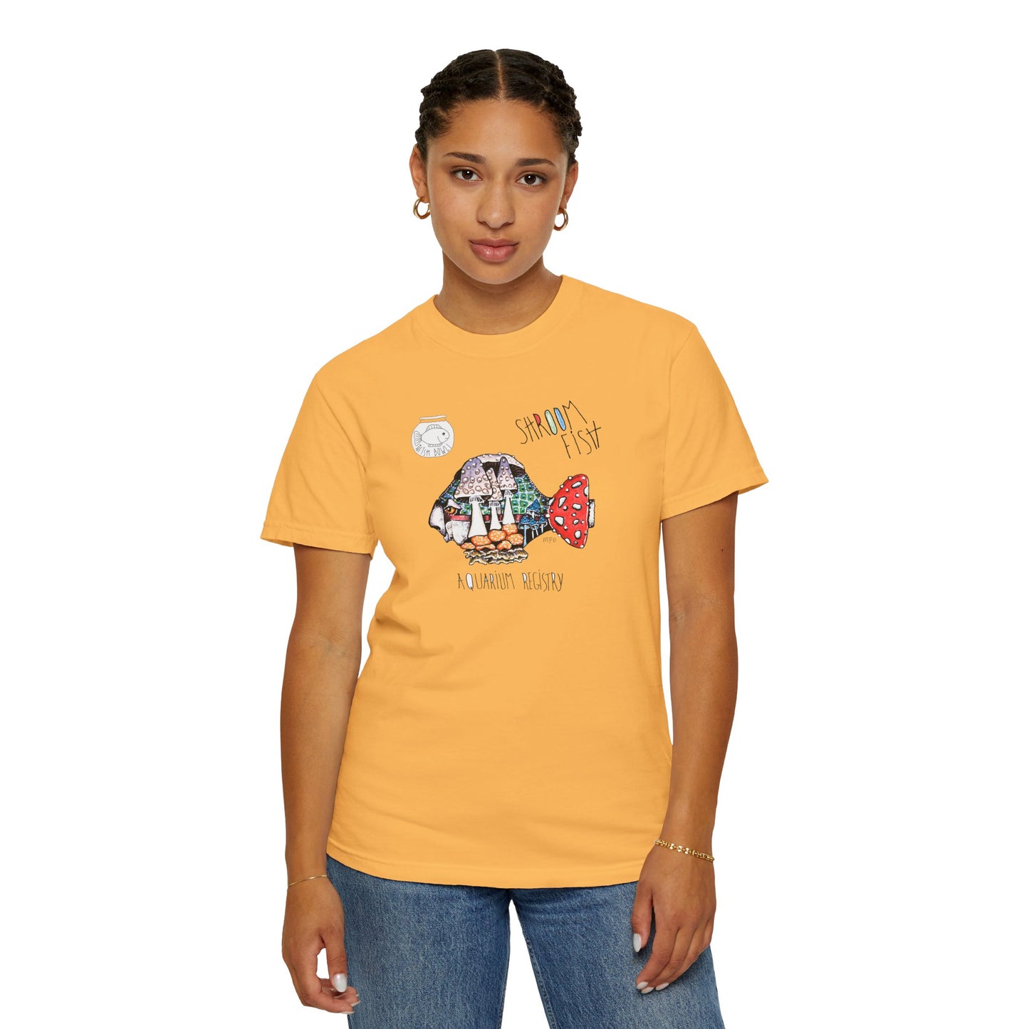 Mushroom Fish Unisex T-shirt - The Fishbowl Collection by artist Marie Frederique