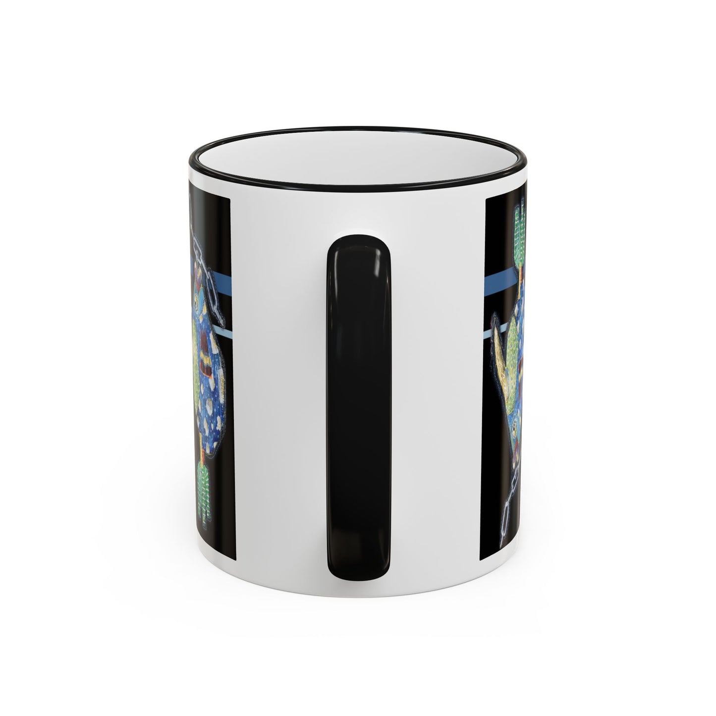 Fish on a Line Accent Rim Mug (11oz/15oz) by artist Marie Frederique