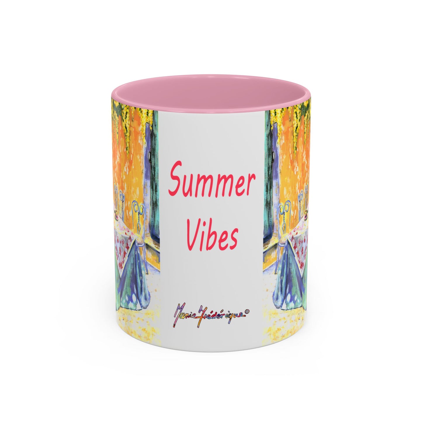 Summer Vibes, Summer pation lunch table - Colorful Mug by artist Marie Frederique