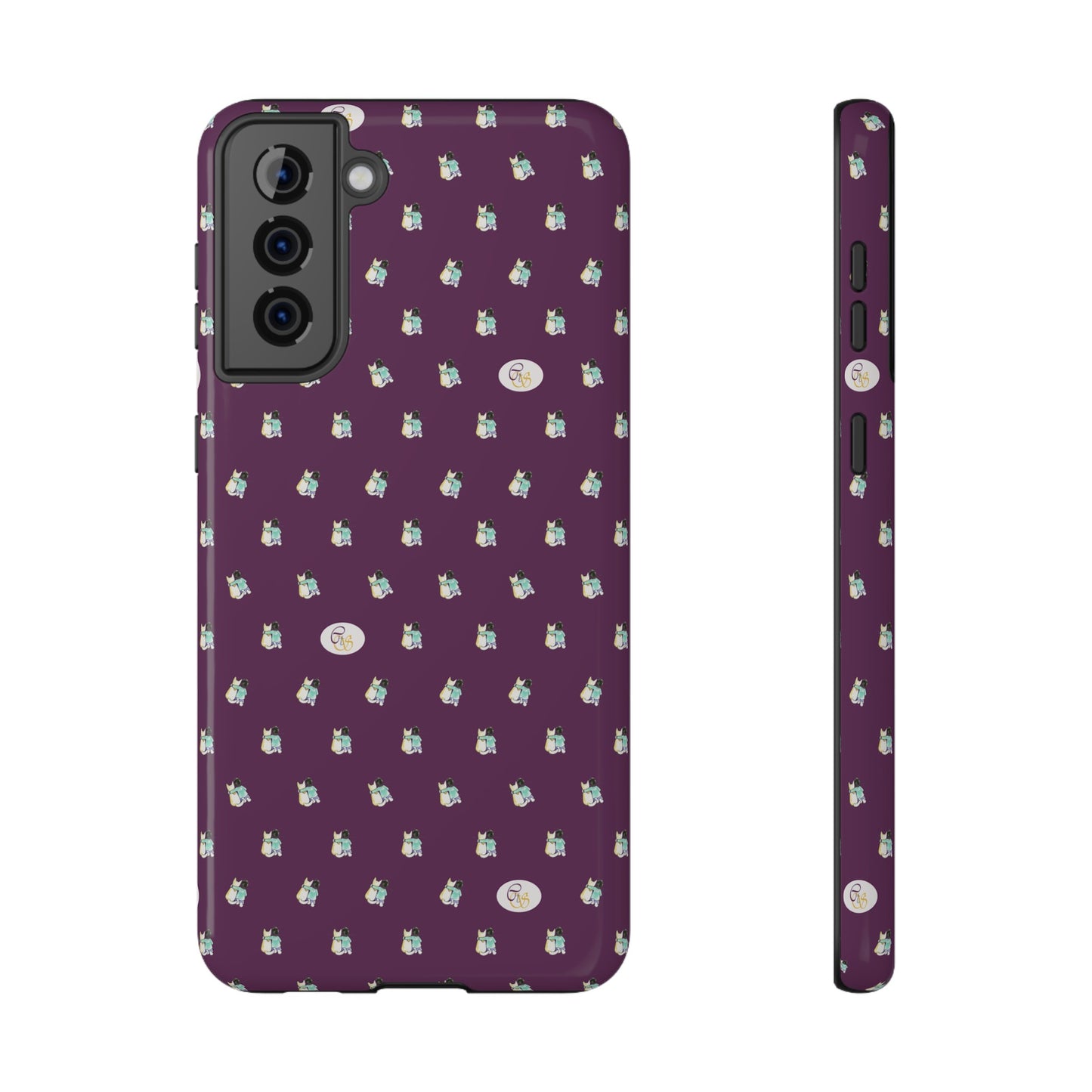 CTS Purple - repeat pattern boy and dog, Impact-Resistant Phone Cases by artist Marie Frederique