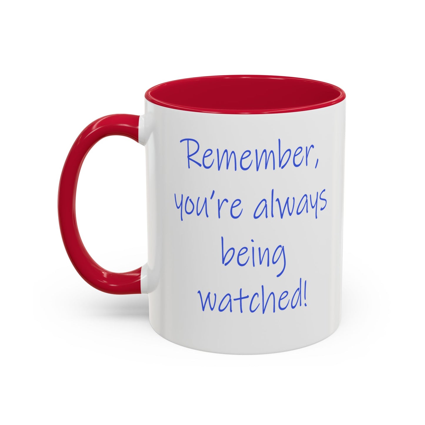 Leopard in a tree, "Remember, you're always being watched!" Mug by Artist Marie Frederique