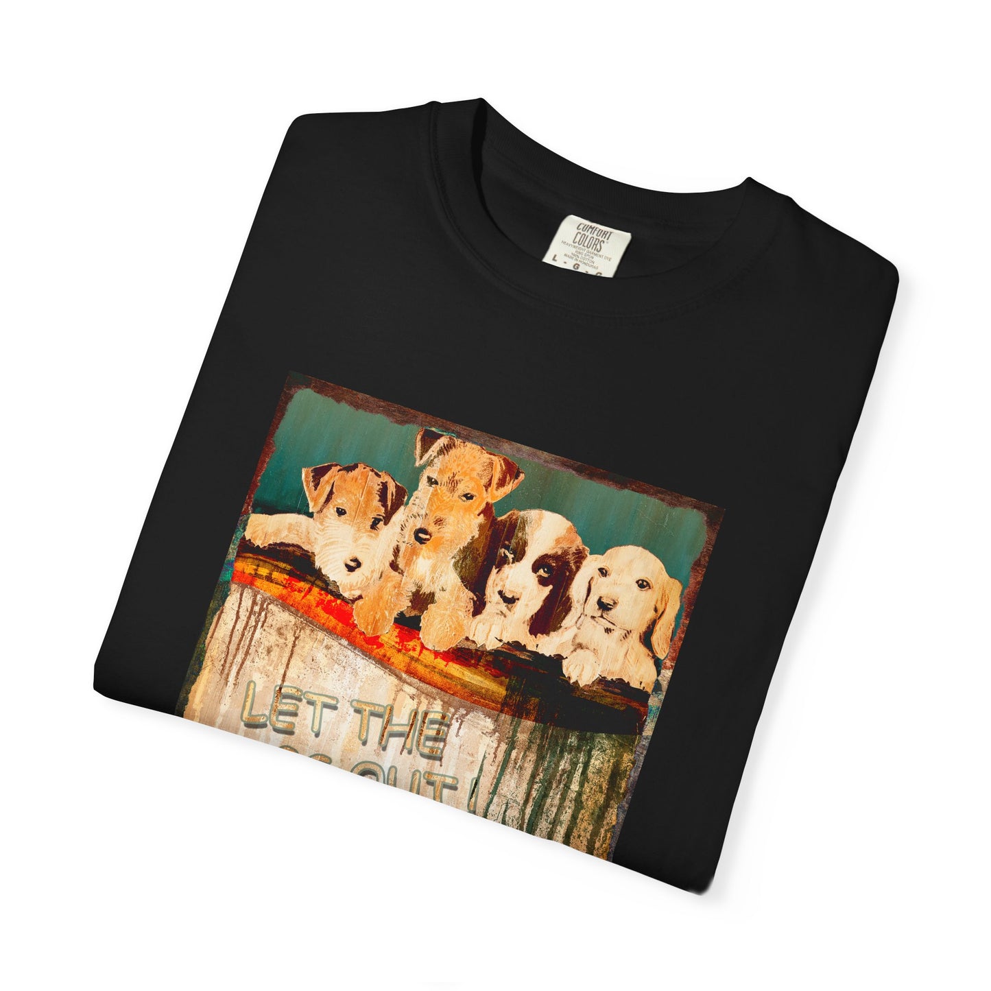 'Let the Dogs Out' Unisex T-Shirt - Fun Retro Pet Lover Tee by artist Marie Frederique