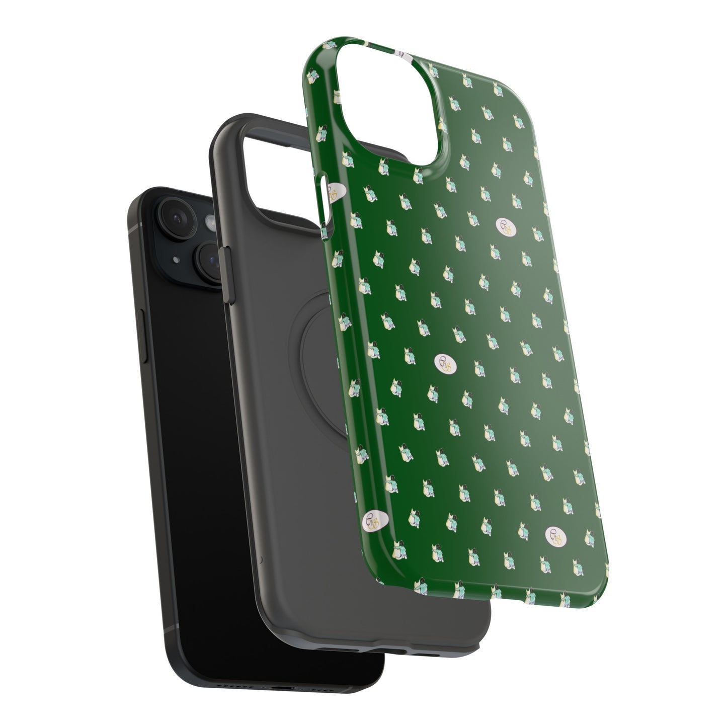 CTS Green - repeat pattern boy and dog, Impact-Resistant Phone Cases by artist Marie Frederique