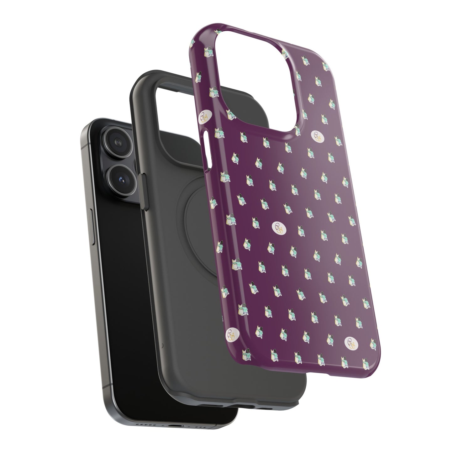 CTS Purple - repeat pattern boy and dog, Impact-Resistant Phone Cases by artist Marie Frederique