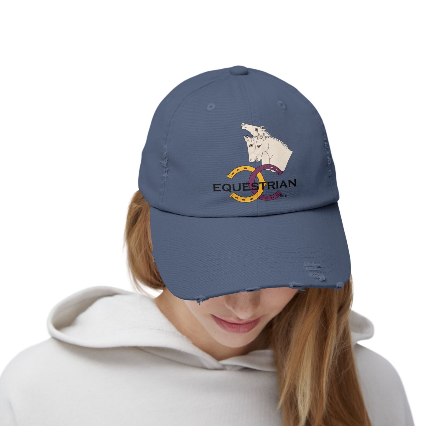 EQUESTRIAN CTS, Unisex Distressed Cap by artist Marie Frederique