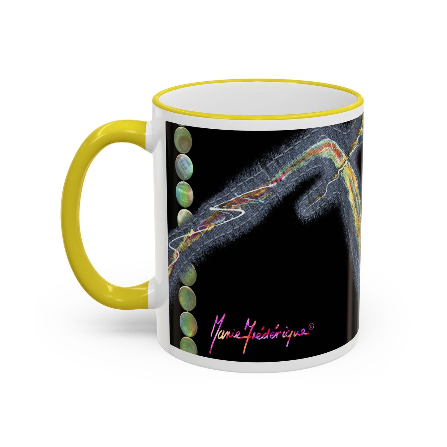 Rose fish Accent Rim Mug – Artistic Aquarium Coffee Cup (11oz & 15oz) by artist Marie Frederique