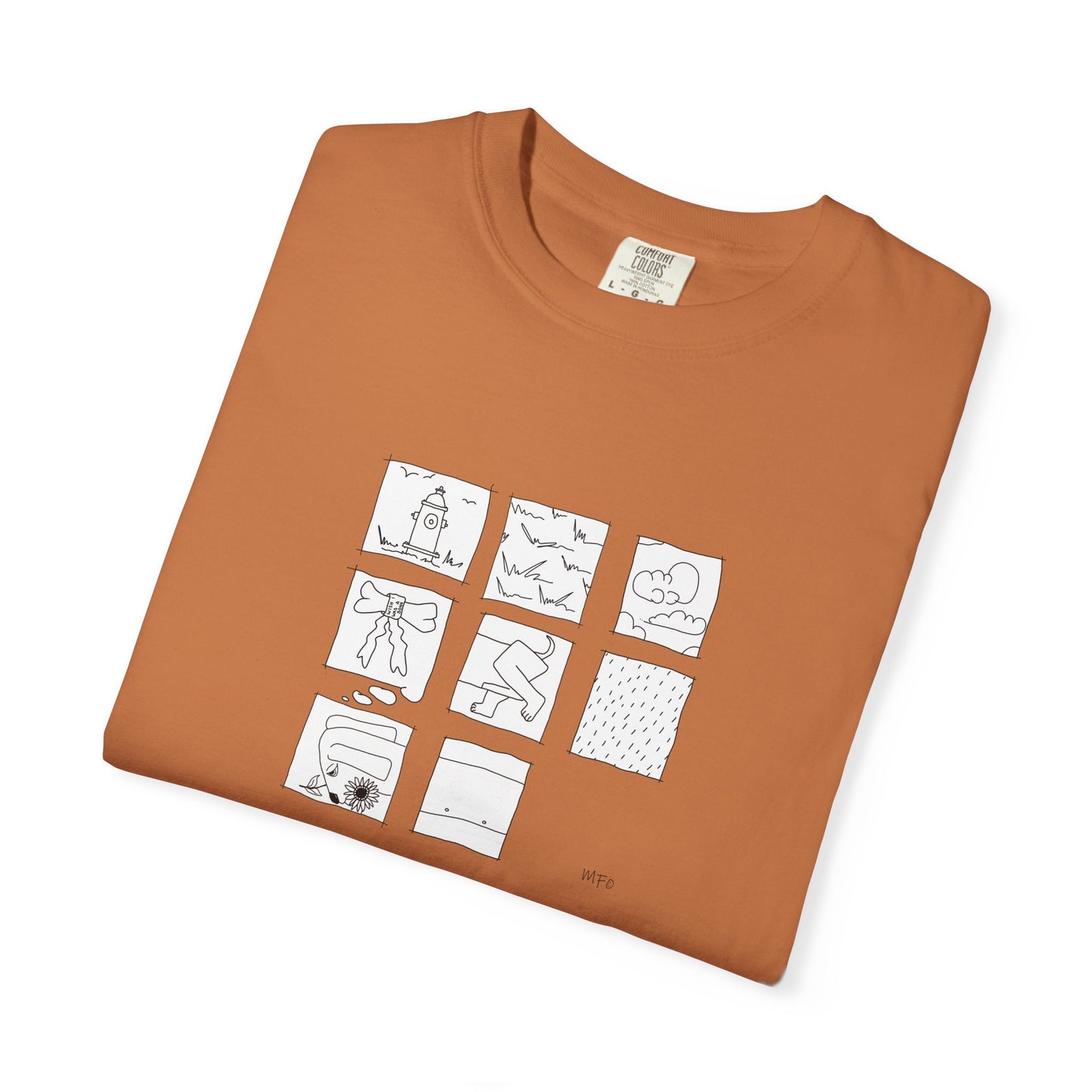 Dachshund Graphic T-Shirt — Minimalist Nine-Panel Illustration Tee by artist Marie Frederique