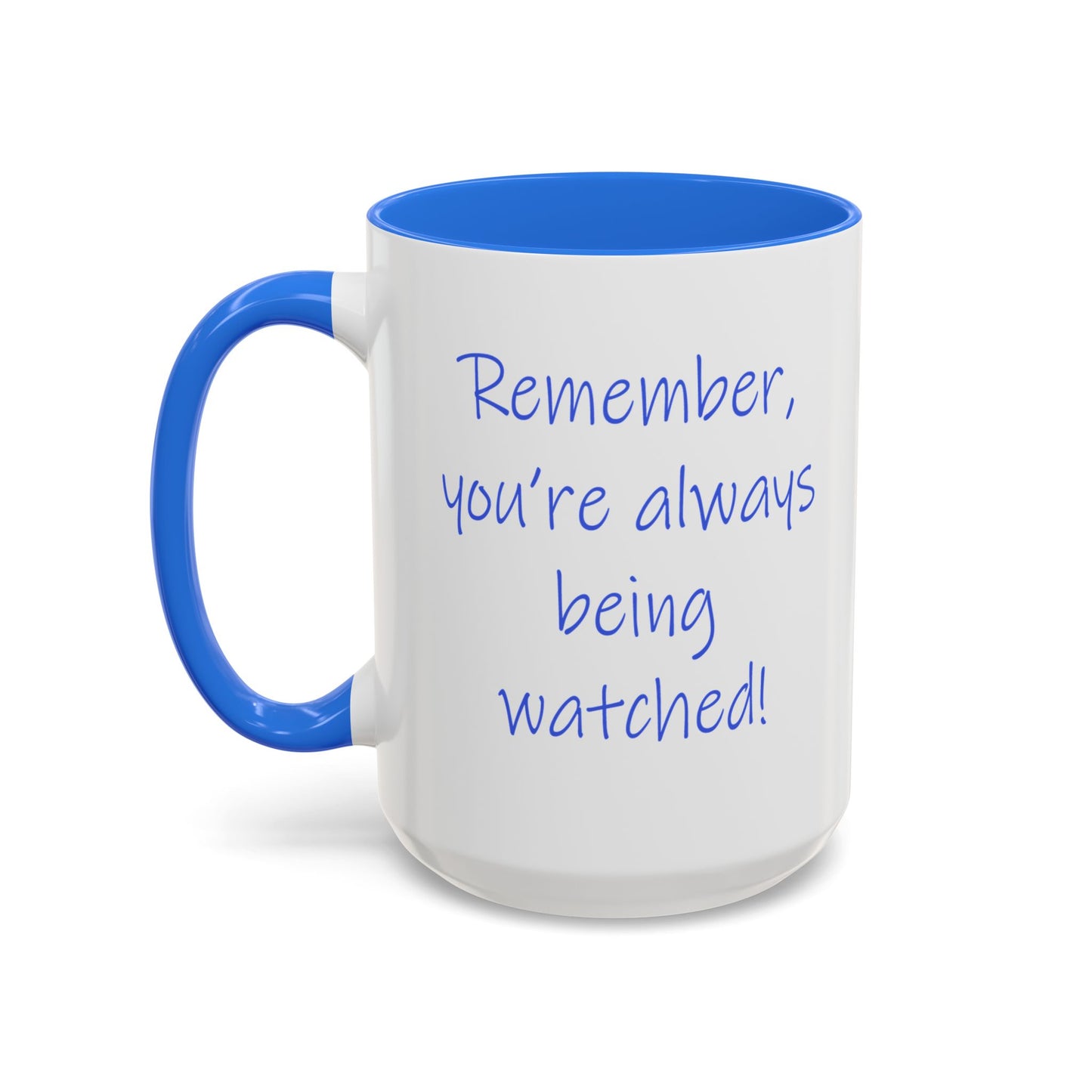 Leopard in a tree, "Remember, you're always being watched!" Mug by Artist Marie Frederique
