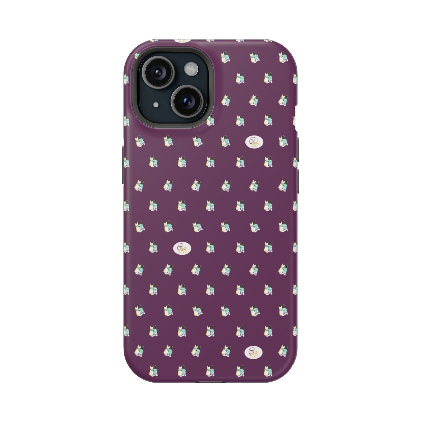 CTS Purple - repeat pattern boy and dog, Impact-Resistant Phone Cases by artist Marie Frederique