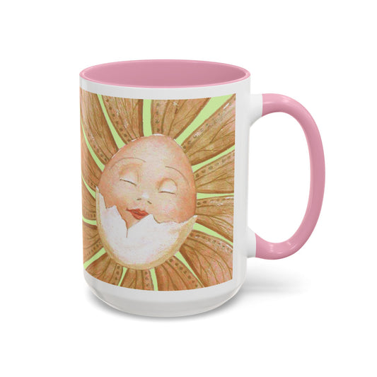 Egg baby sleeping "Shhhh", Colorful Mugs, by Artist Marie Frederique