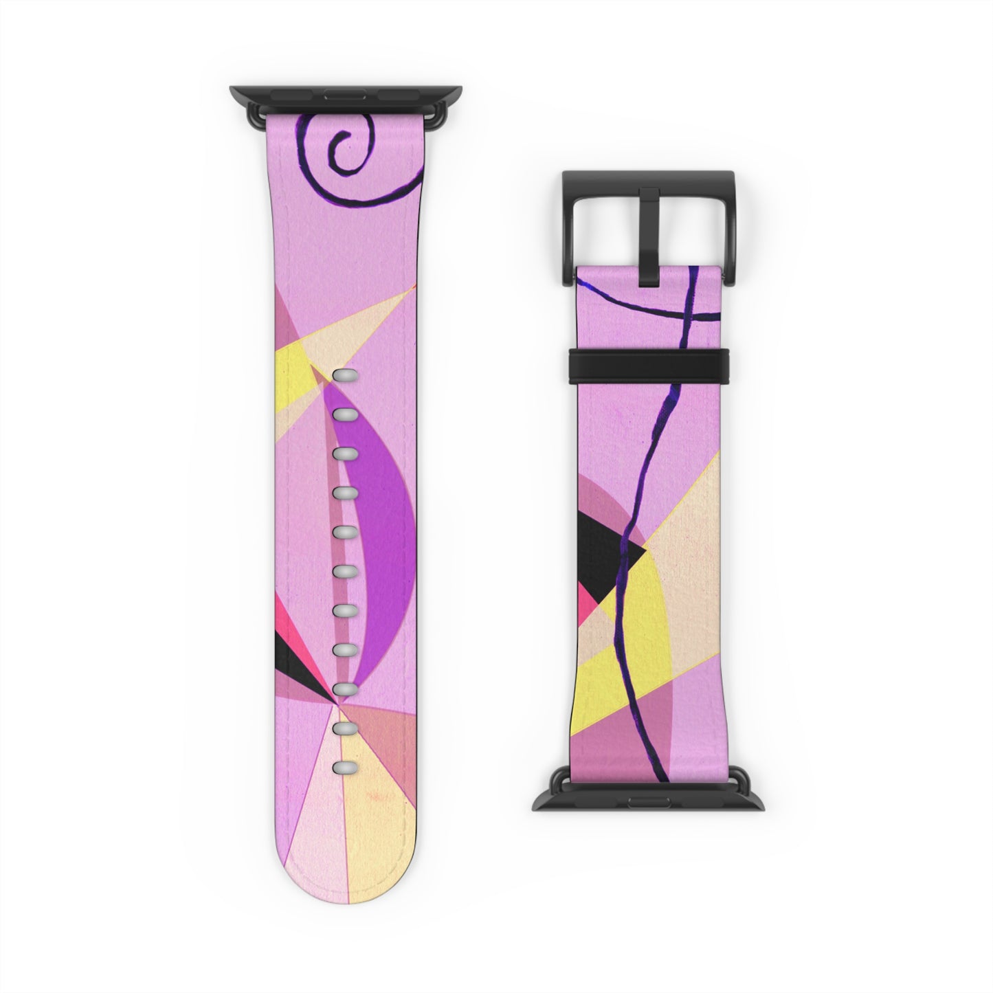 Abstract Series, Fun Lilac and Yellow tone faux leather Watch Band by artist Marie Frederique