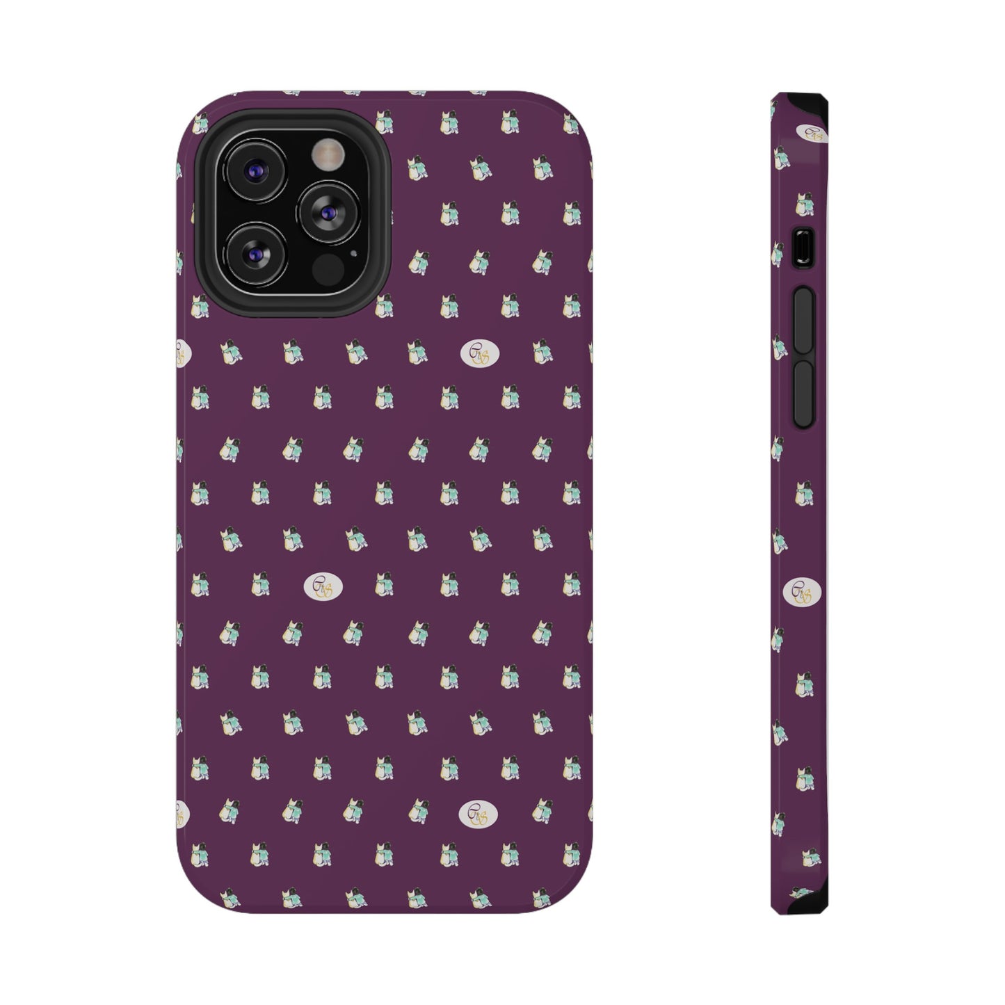 CTS Purple - repeat pattern boy and dog, Impact-Resistant Phone Cases by artist Marie Frederique