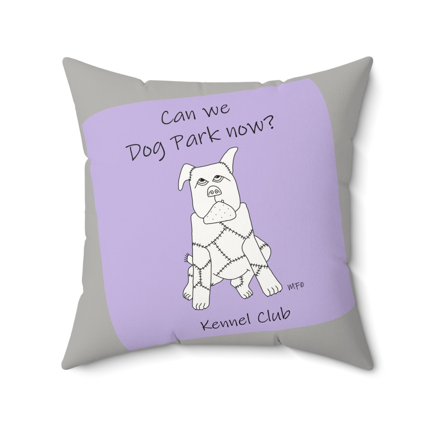 Dog Park, Faux Suede Pillow - Perfect for Dog Owners by artist Marie Frederique