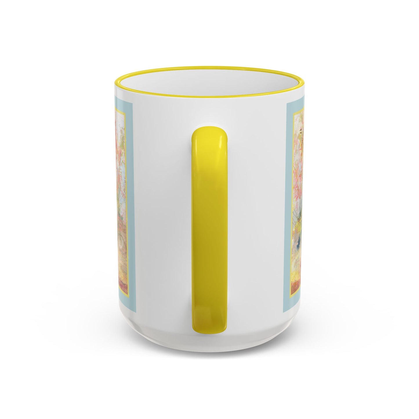 Floral Watercolor Accent Rim Mug — Pastel Bouquet Coffee Cup (11oz & 15oz) by artist Marie Frederique