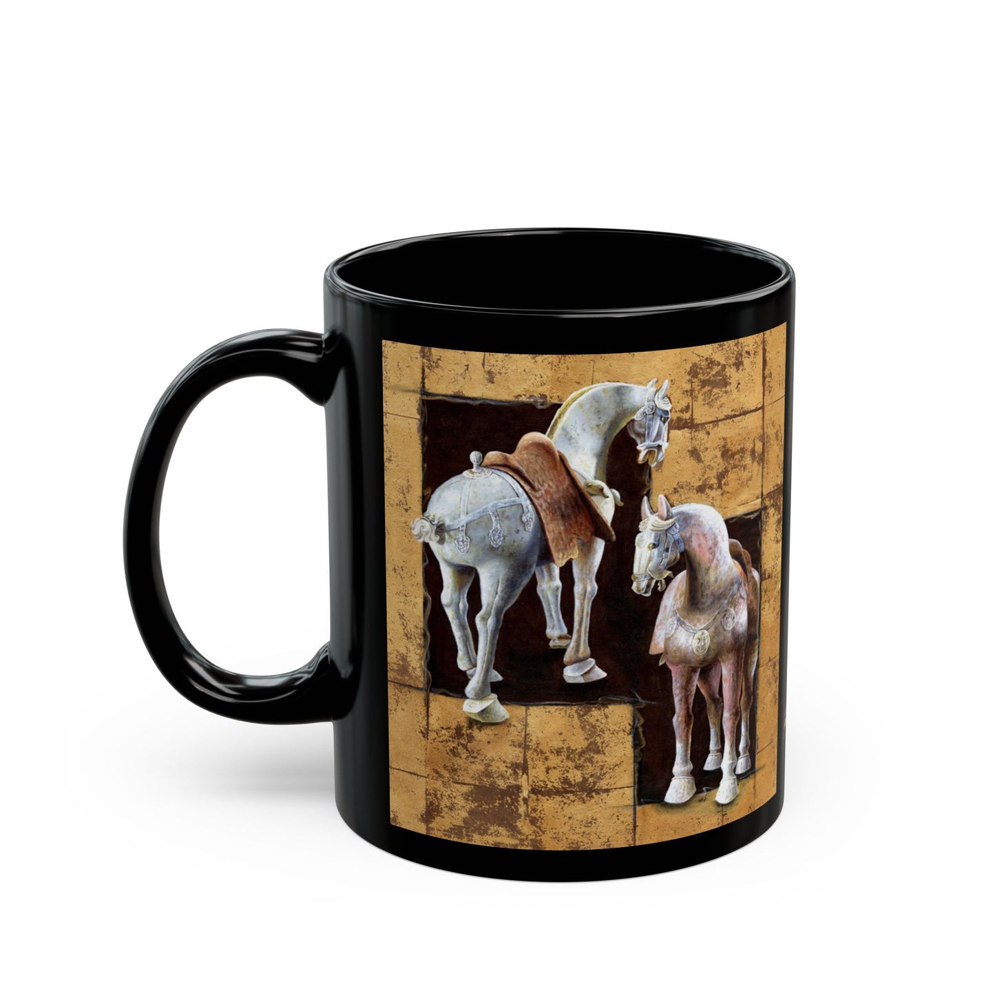 CTS Collection - Asian horse 2, Black Mug (11oz, 15oz) By Artist Marie Frederique