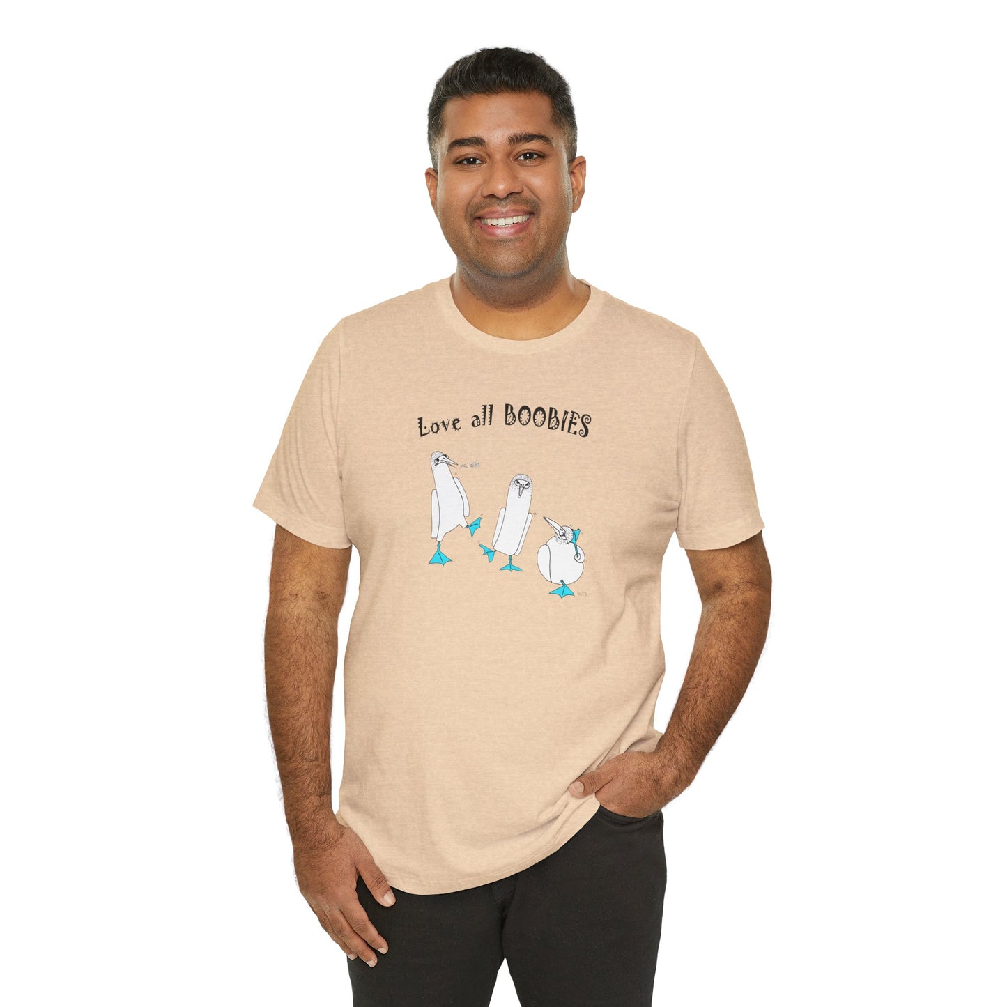 Boobies - Love all BOOBIES - Unisex Jersey Short Sleeve Tee by artist Marie Frederique