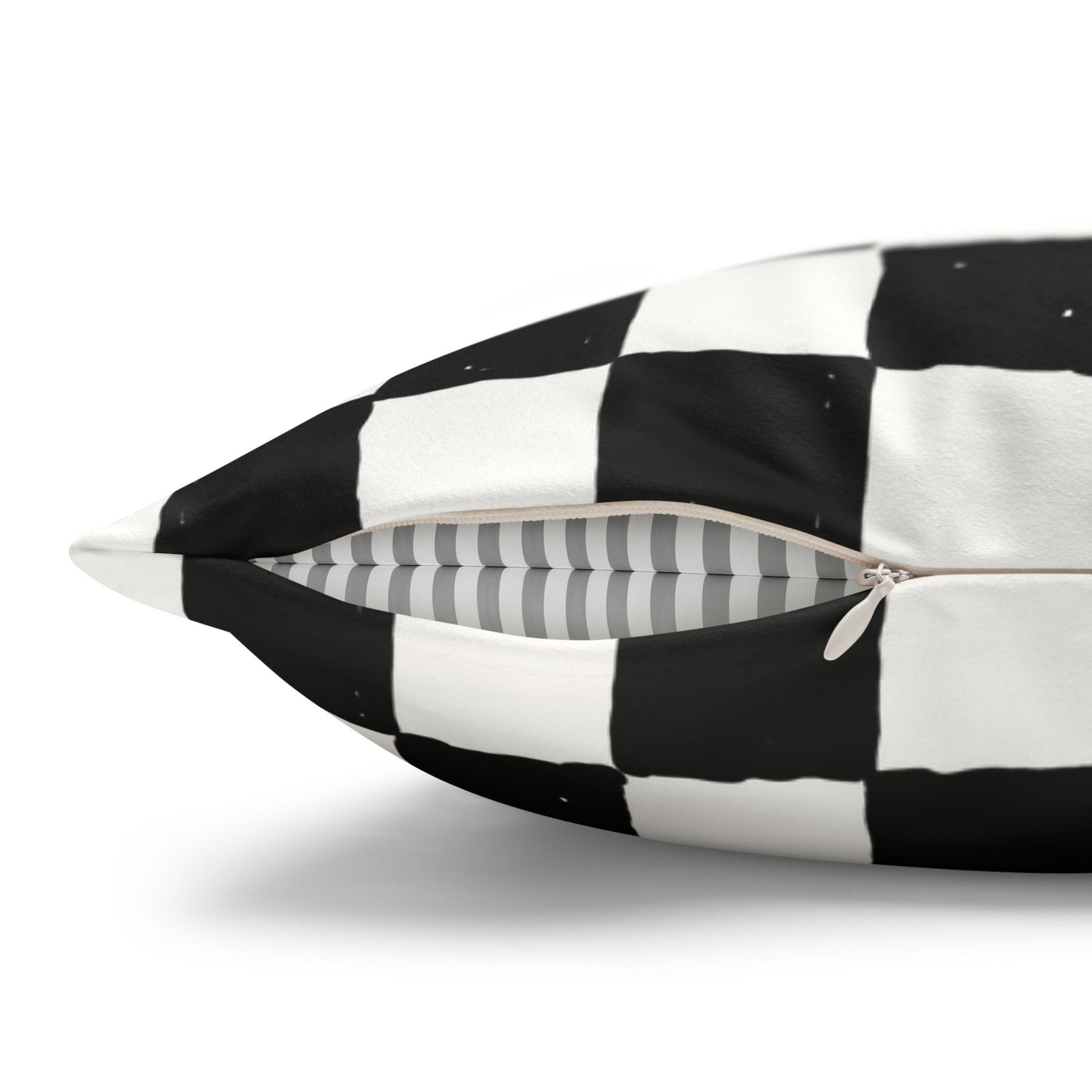 Rooster Checkered Faux Suede Pillowcase — "Freckles" Farmhouse Throw Pillow Cover by artist Marie Frederique