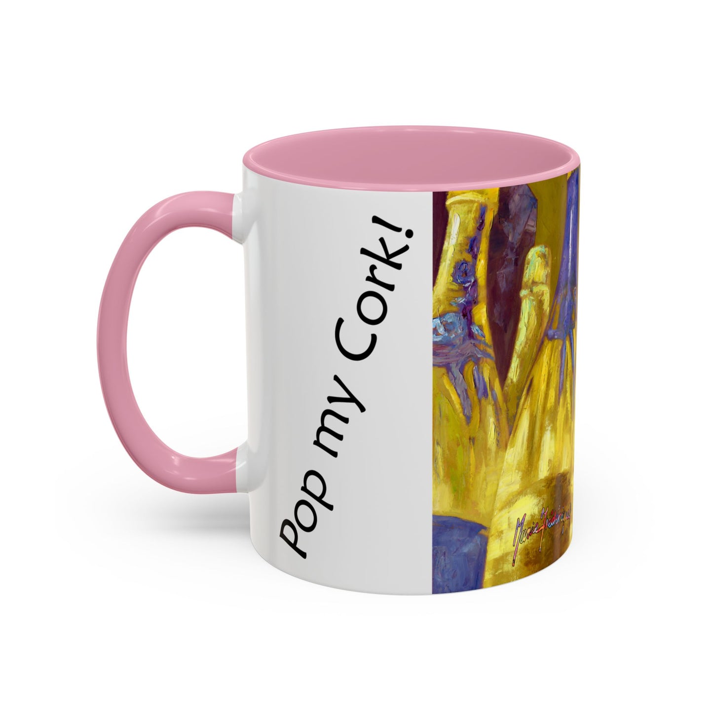 Celebration Pop my Cork! Colorful Mugs (11oz, 15oz) by artist Marie Frederique