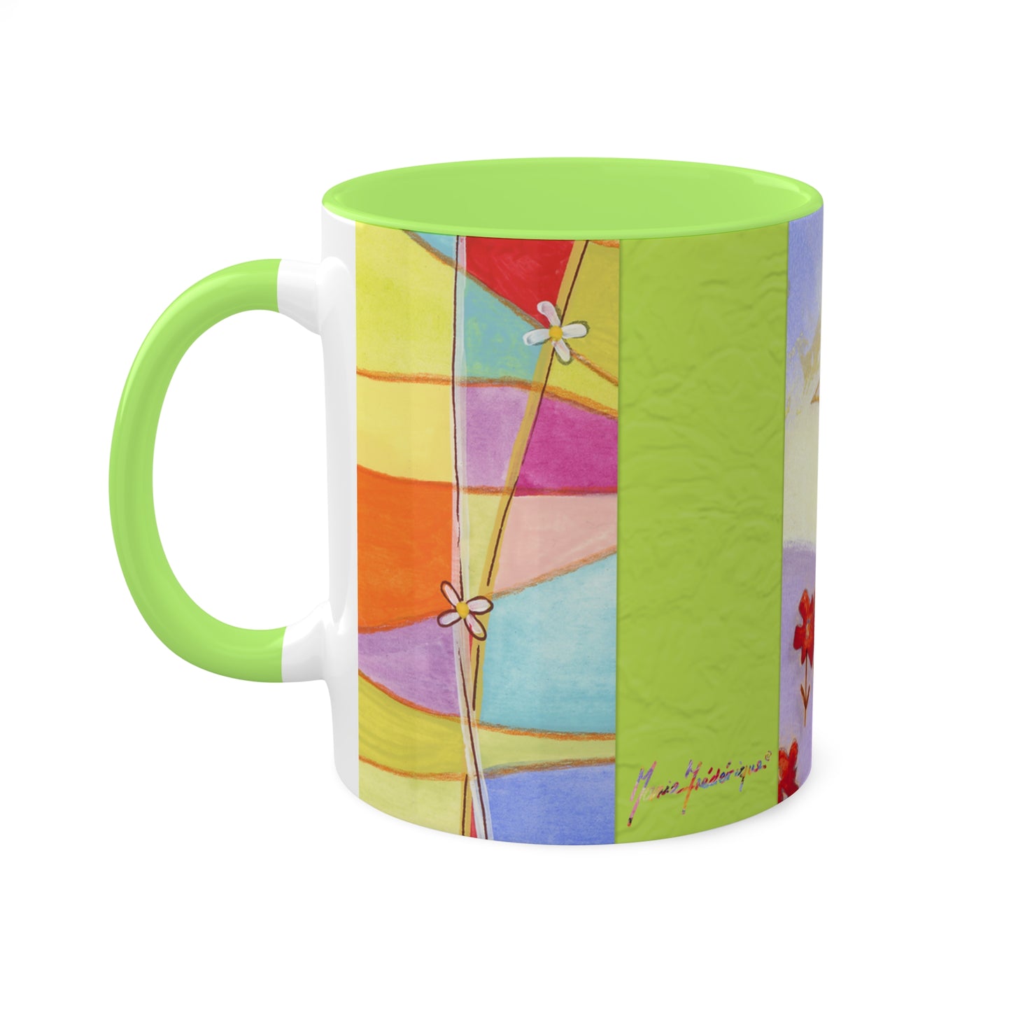 Dove, Peace offering - Colorful Mugs, 11oz by artist Marie Frederique