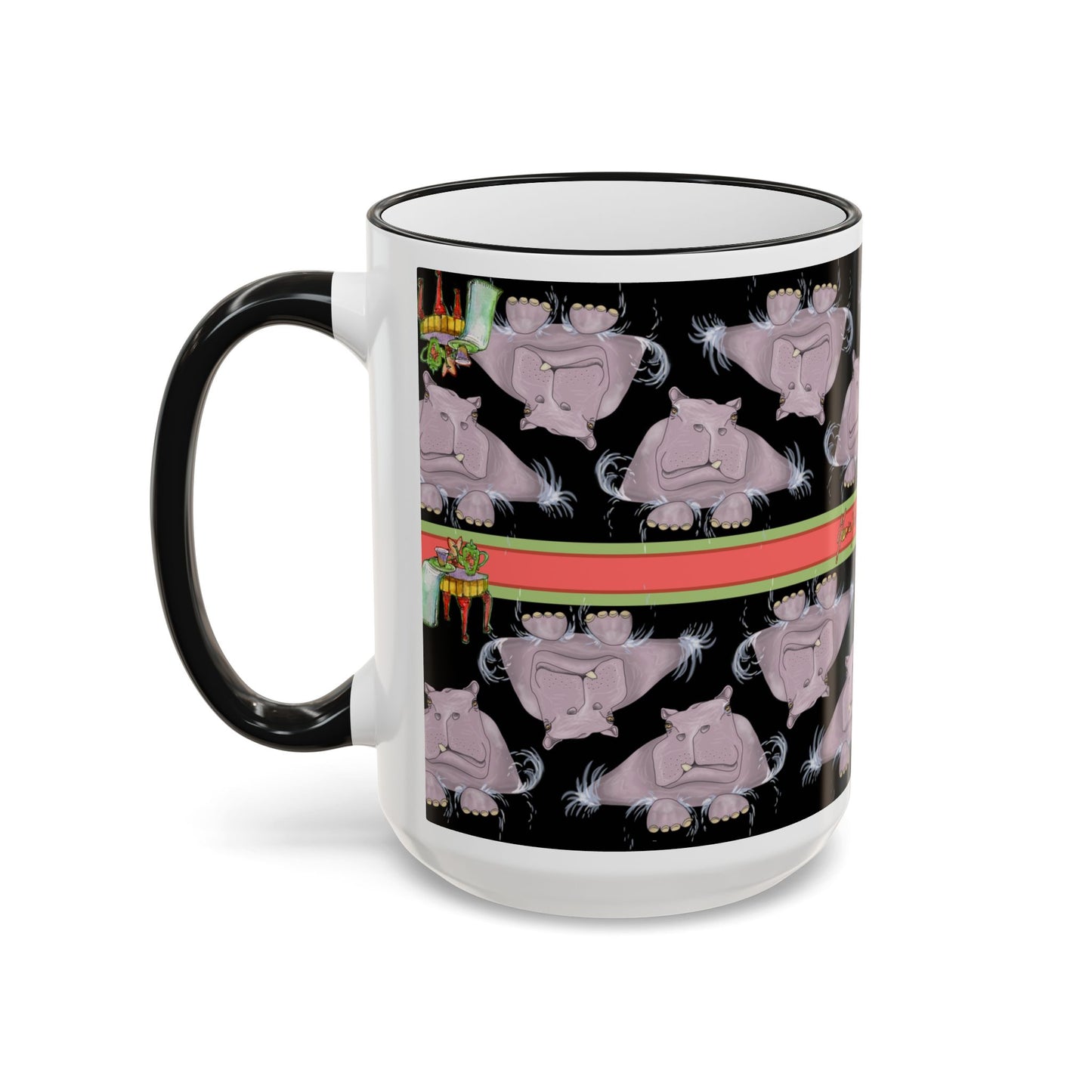 Hippo Repeat Design Gift Mug (11oz/15oz) by artist Marie Frederique