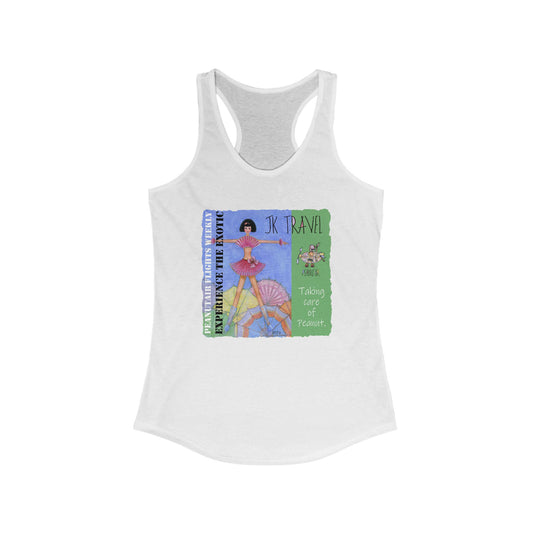 JK TRAVEL, Experience the exotic - Women's Ideal Racerback Tank by artist Marie Frederique